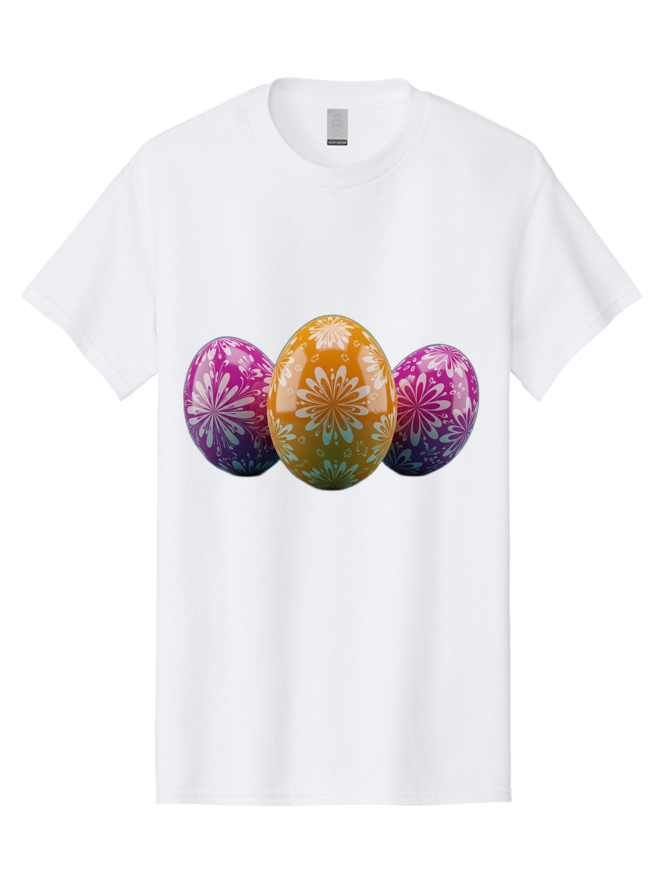 Easter-Eggs-11 Men'S Graphic Tee, 100% Cotton, Comfortable Casual Summer Wear, Machine Washable, Decorated Easter Eggs, Floral Patterns, Purple And Orange Eggs, Shiny Finish, Easter Celebration, Spring Decorations, Festive Eggs, Baa605 9
