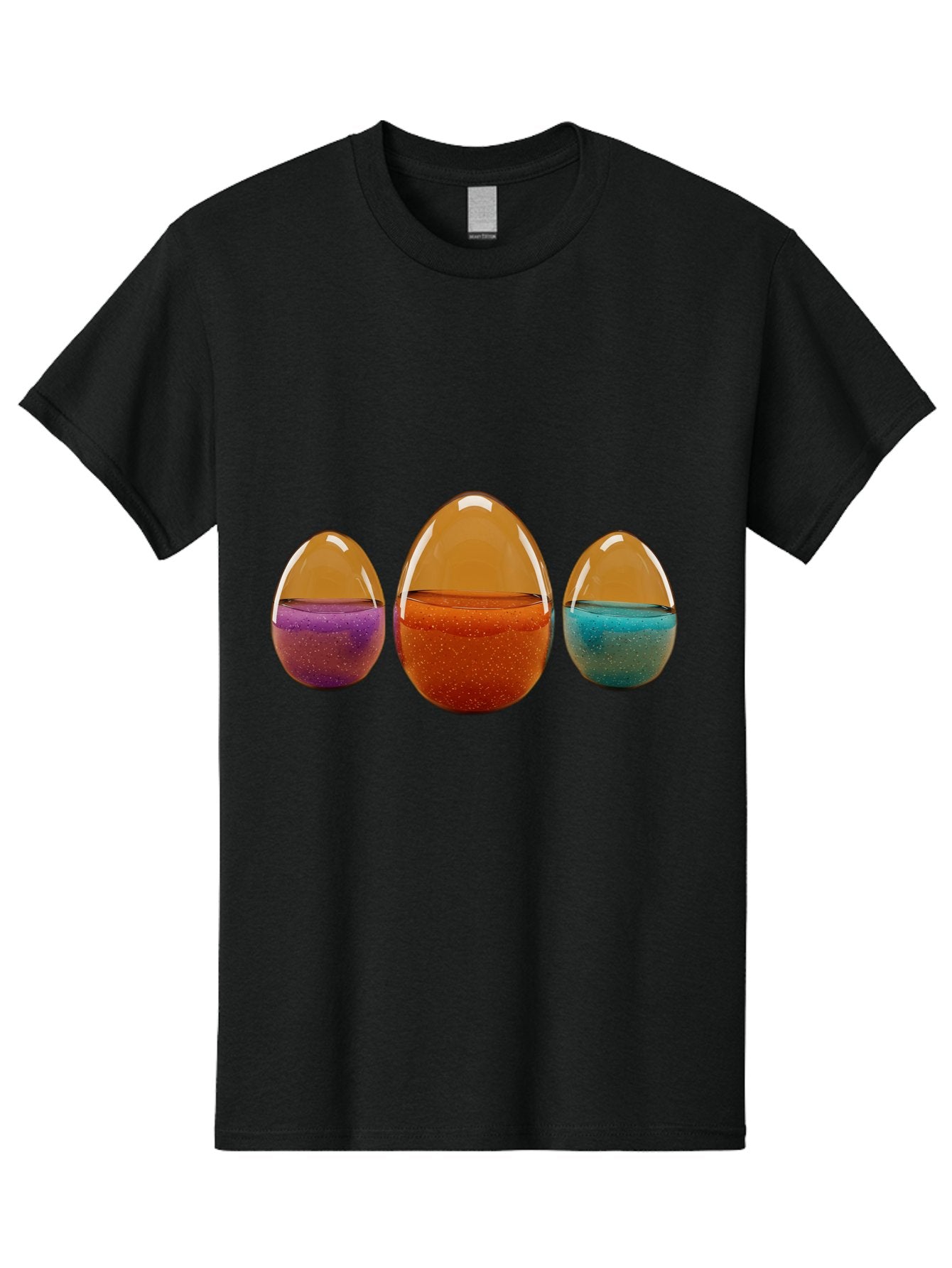 Easter-Eggs-12 Men'S Graphic Tee, 100% Cotton, Comfortable Casual Summer Wear, Machine Washable, Translucent Easter Eggs, Purple, Orange, Blue, Sparkly Contents, Festive Decorations, Spring Holiday, Colorful Eggs, Egg Decorations Baa606 9