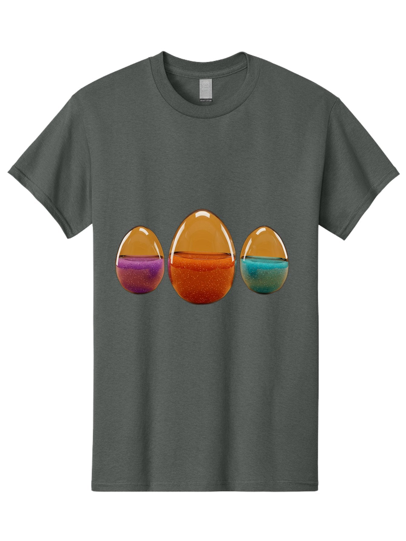 Easter-Eggs-12 Men'S Graphic Tee, 100% Cotton, Comfortable Casual Summer Wear, Machine Washable, Translucent Easter Eggs, Purple, Orange, Blue, Sparkly Contents, Festive Decorations, Spring Holiday, Colorful Eggs, Egg Decorations Baa606 13