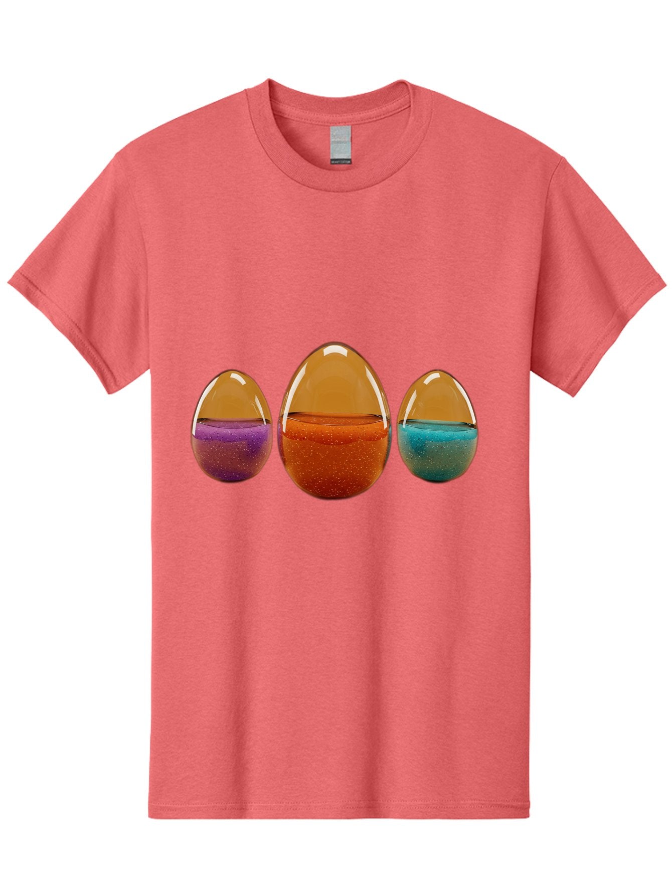 Easter-Eggs-12 Men'S Graphic Tee, 100% Cotton, Comfortable Casual Summer Wear, Machine Washable, Translucent Easter Eggs, Purple, Orange, Blue, Sparkly Contents, Festive Decorations, Spring Holiday, Colorful Eggs, Egg Decorations Baa606 10