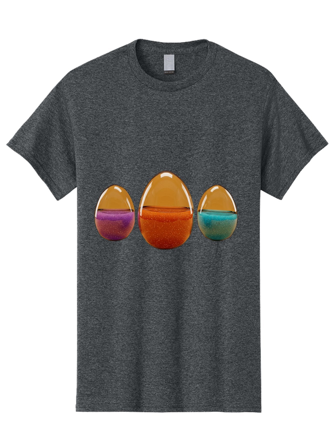 Easter-Eggs-12 Men'S Graphic Tee, 100% Cotton, Comfortable Casual Summer Wear, Machine Washable, Translucent Easter Eggs, Purple, Orange, Blue, Sparkly Contents, Festive Decorations, Spring Holiday, Colorful Eggs, Egg Decorations Baa606 5