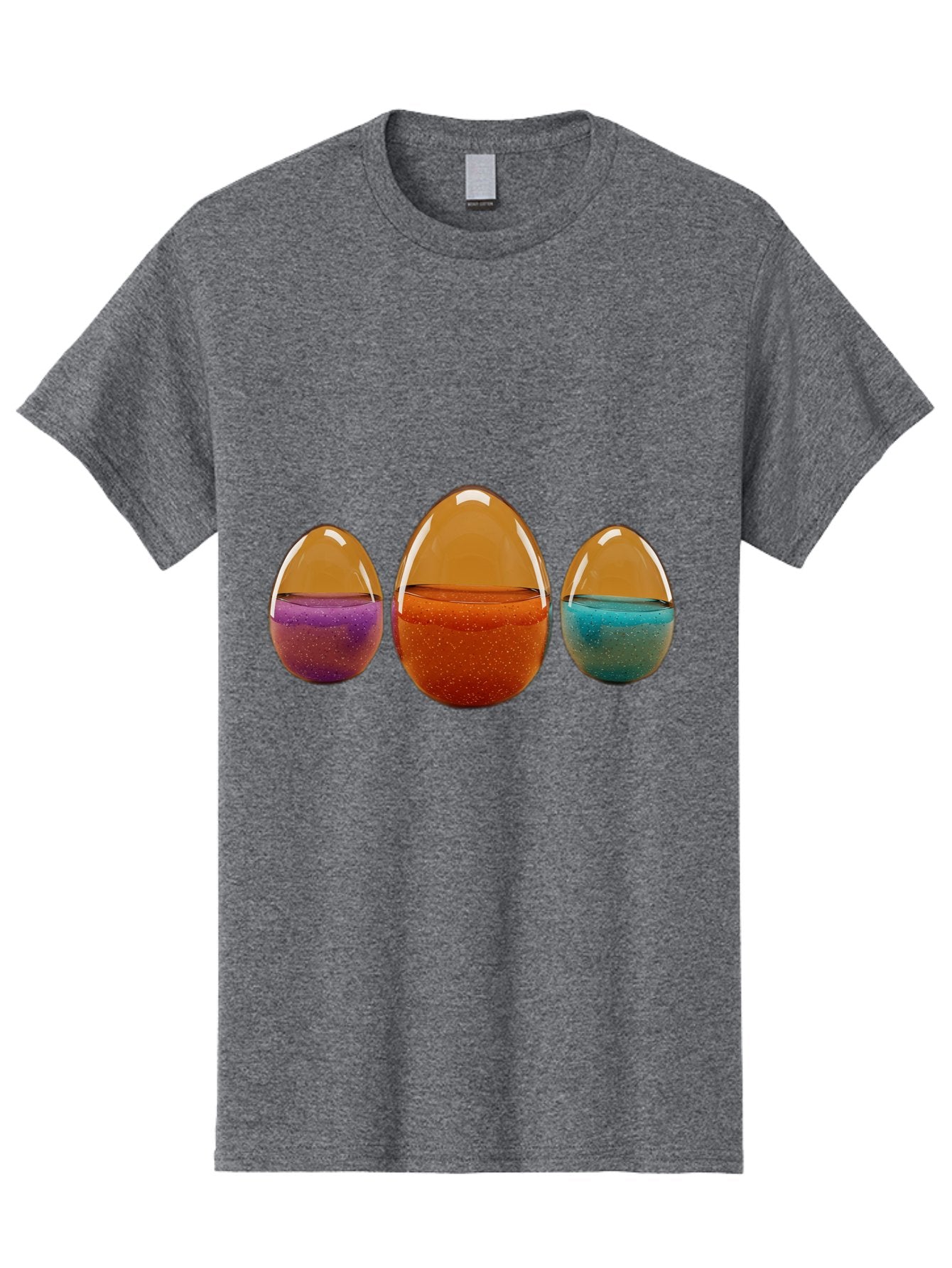 Easter-Eggs-12 Men'S Graphic Tee, 100% Cotton, Comfortable Casual Summer Wear, Machine Washable, Translucent Easter Eggs, Purple, Orange, Blue, Sparkly Contents, Festive Decorations, Spring Holiday, Colorful Eggs, Egg Decorations Baa606 7