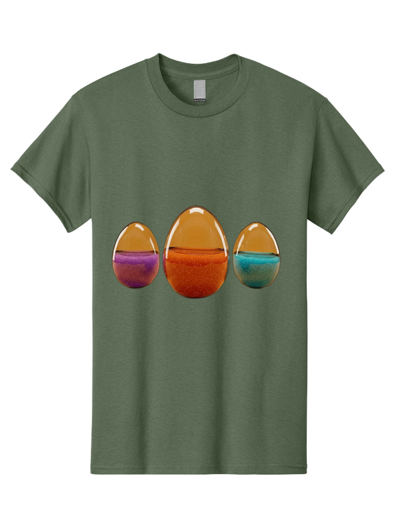 Easter-Eggs-12 Men'S Graphic Tee, 100% Cotton, Comfortable Casual Summer Wear, Machine Washable, Translucent Easter Eggs, Purple, Orange, Blue, Sparkly Contents, Festive Decorations, Spring Holiday, Colorful Eggs, Egg Decorations Baa606 3