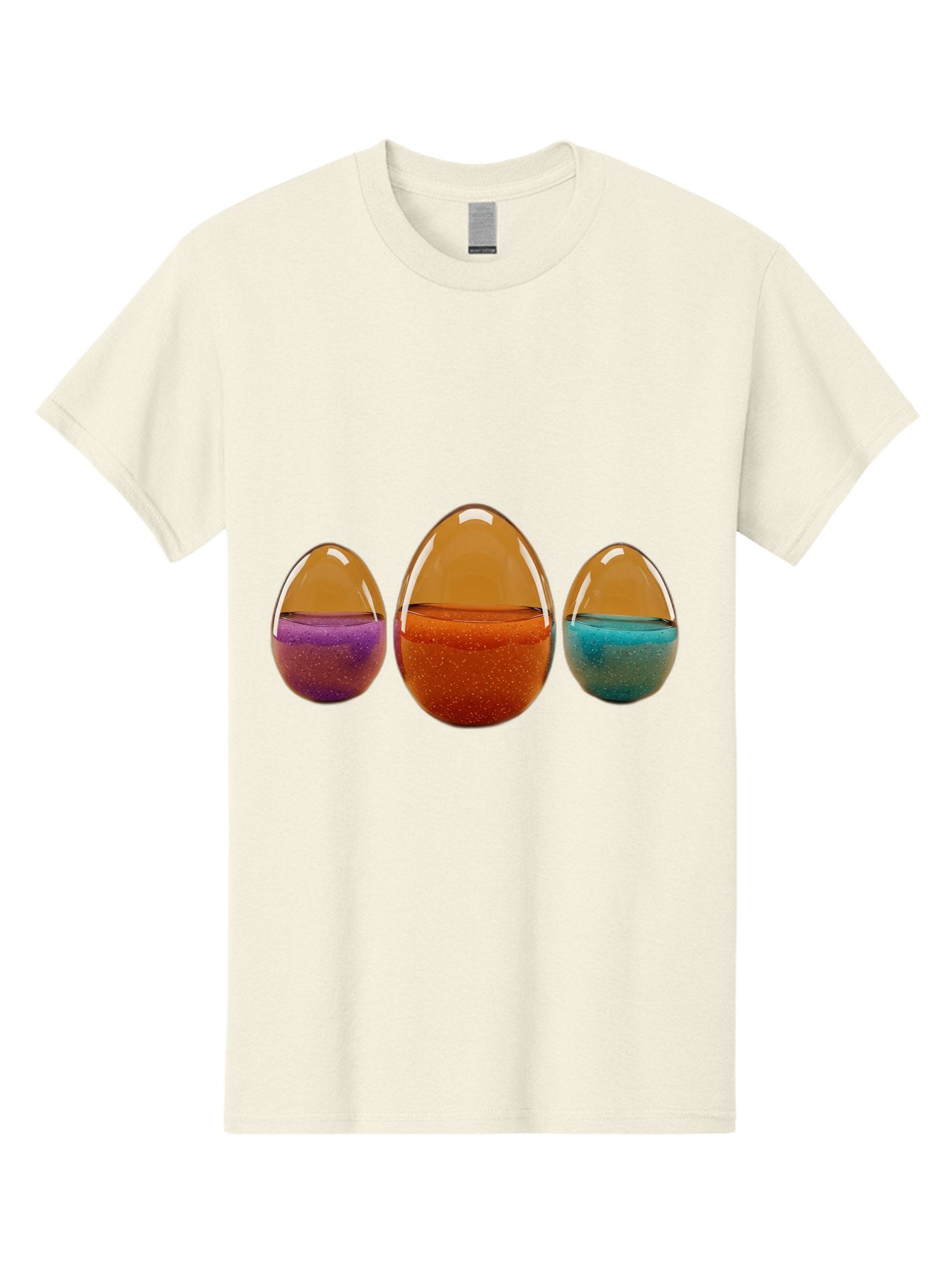Easter-Eggs-12 Men'S Graphic Tee, 100% Cotton, Comfortable Casual Summer Wear, Machine Washable, Translucent Easter Eggs, Purple, Orange, Blue, Sparkly Contents, Festive Decorations, Spring Holiday, Colorful Eggs, Egg Decorations Baa606 12