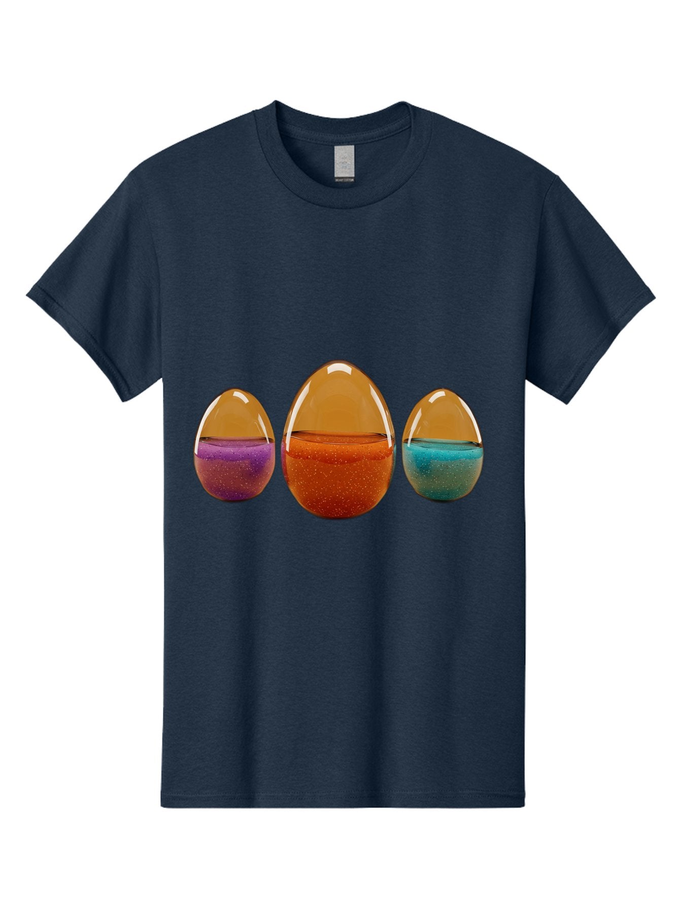 Easter-Eggs-12 Men'S Graphic Tee, 100% Cotton, Comfortable Casual Summer Wear, Machine Washable, Translucent Easter Eggs, Purple, Orange, Blue, Sparkly Contents, Festive Decorations, Spring Holiday, Colorful Eggs, Egg Decorations Baa606 8