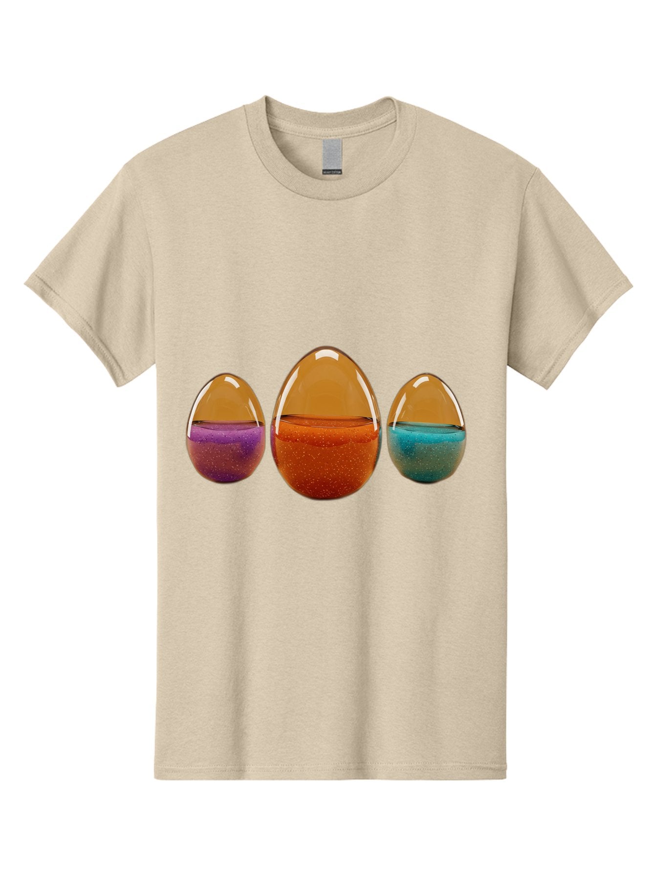 Easter-Eggs-12 Men'S Graphic Tee, 100% Cotton, Comfortable Casual Summer Wear, Machine Washable, Translucent Easter Eggs, Purple, Orange, Blue, Sparkly Contents, Festive Decorations, Spring Holiday, Colorful Eggs, Egg Decorations Baa606 4