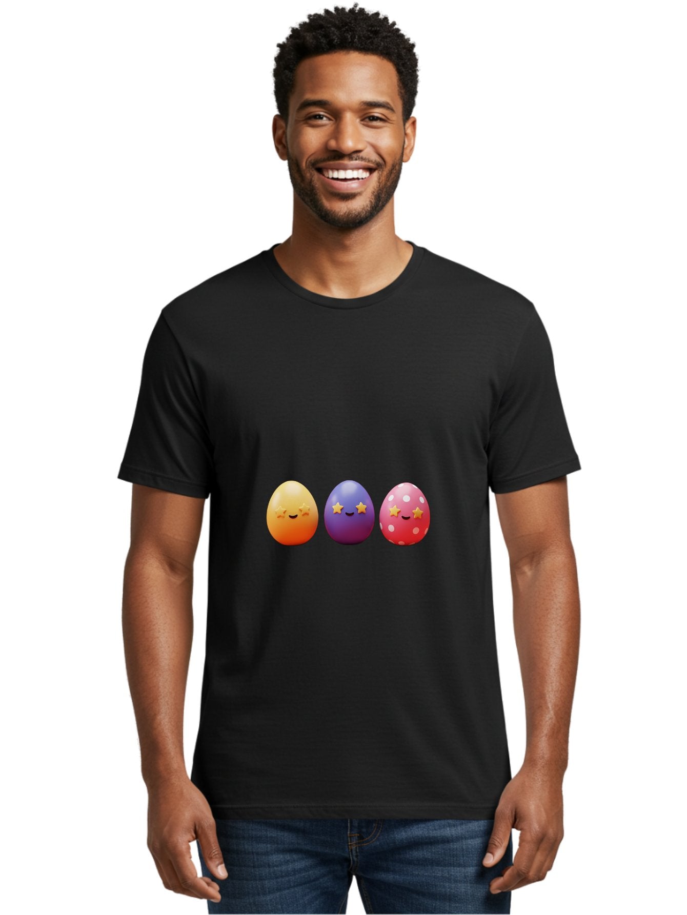 Easter-Eggs-2 Men'S Graphic Tee, 100% Cotton, Comfortable Casual Summer Wear, Machine Washable, Colorful Easter Eggs, Cartoon Eggs, Happy Faces, Smiling Eggs, Festive Decorations, Easter Celebration, Spring Theme, Vibrant Colors, Baa607 27