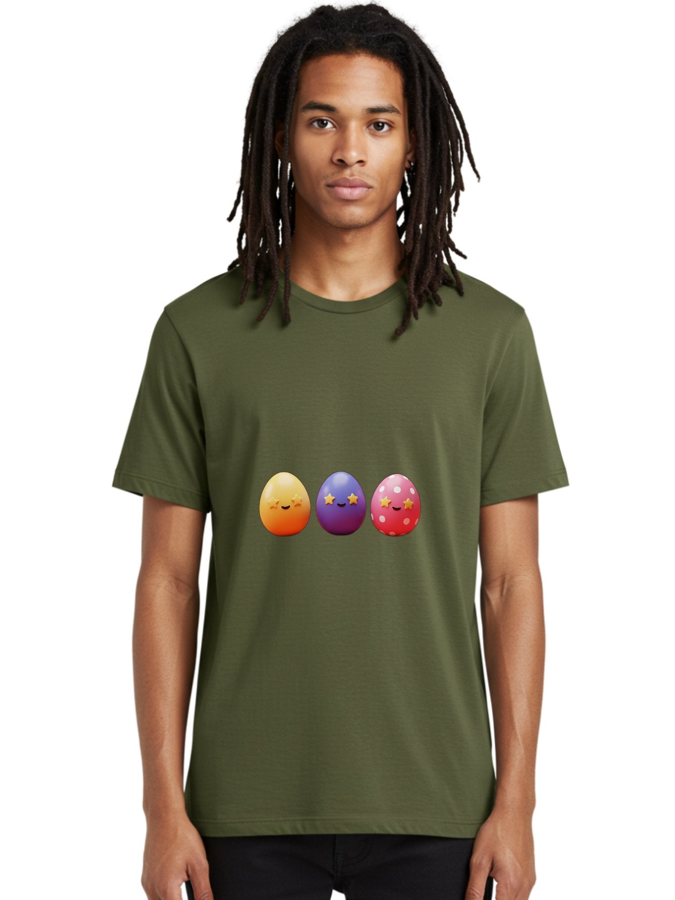 Easter-Eggs-2 Men'S Graphic Tee, 100% Cotton, Comfortable Casual Summer Wear, Machine Washable, Colorful Easter Eggs, Cartoon Eggs, Happy Faces, Smiling Eggs, Festive Decorations, Easter Celebration, Spring Theme, Vibrant Colors, Baa607 21