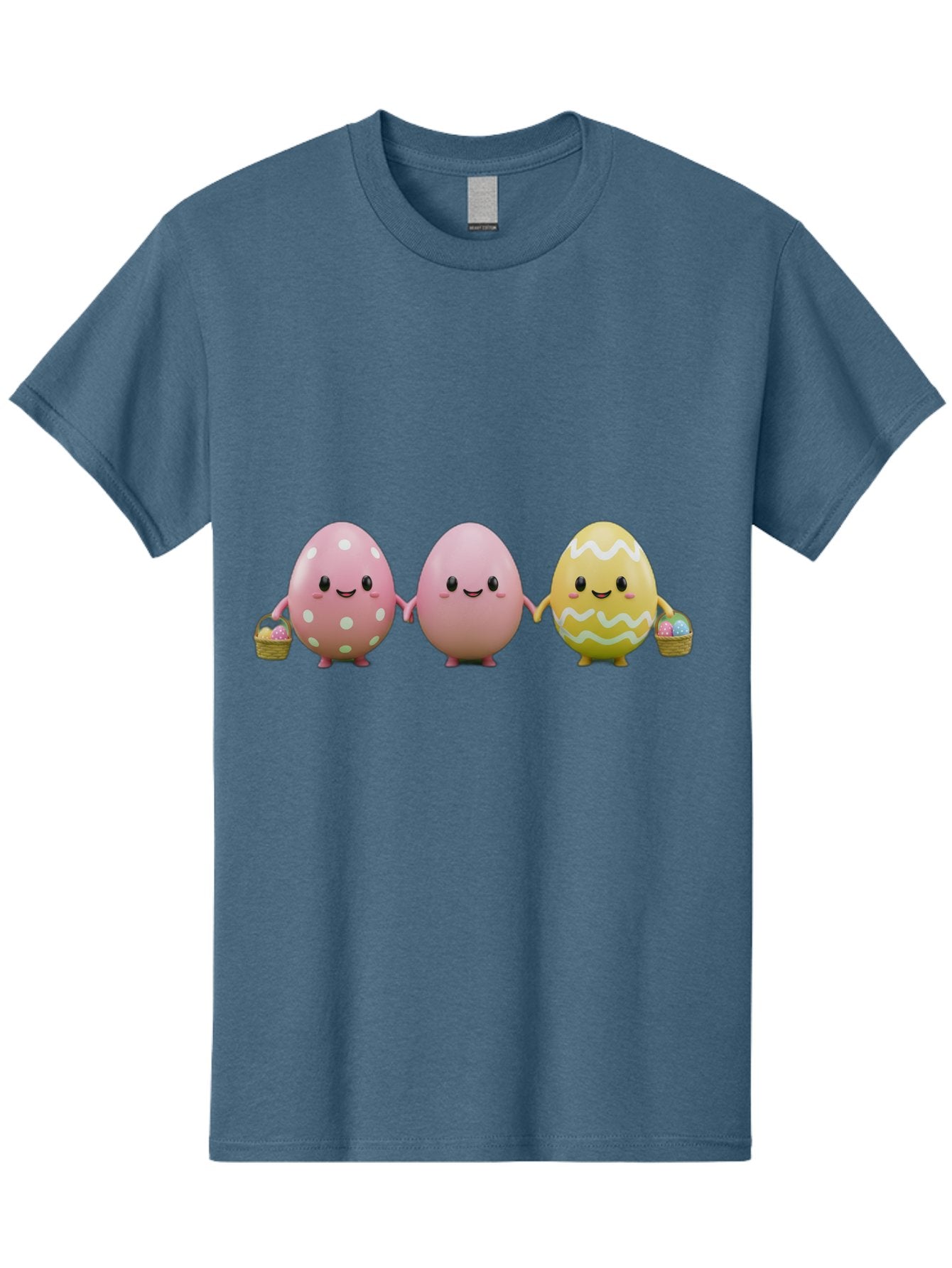 Easter-Eggs-3 Men'S Graphic Tee, 100% Cotton, Comfortable Casual Summer Wear, Machine Washable, Happy Easter Eggs, Smiling Faces, 3D Cartoon Eggs, Pastel Colors, Egg Decorations, Easter Basket, Festive Treats, Adorable Characters, Baa608 3