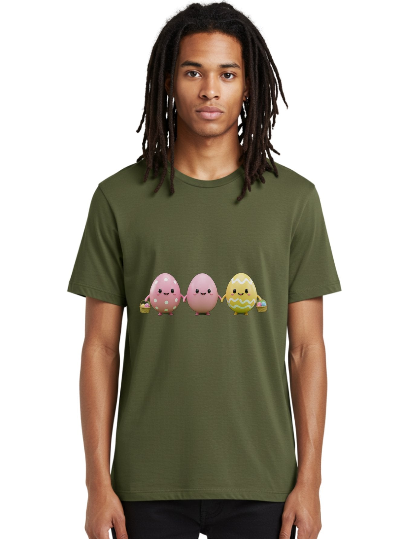 Easter-Eggs-3 Men'S Graphic Tee, 100% Cotton, Comfortable Casual Summer Wear, Machine Washable, Happy Easter Eggs, Smiling Faces, 3D Cartoon Eggs, Pastel Colors, Egg Decorations, Easter Basket, Festive Treats, Adorable Characters, Baa608 21