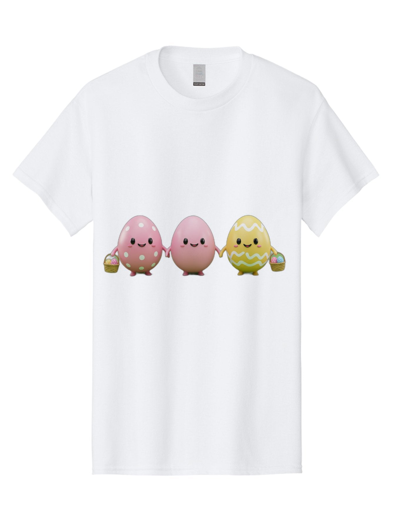 Easter-Eggs-3 Men'S Graphic Tee, 100% Cotton, Comfortable Casual Summer Wear, Machine Washable, Happy Easter Eggs, Smiling Faces, 3D Cartoon Eggs, Pastel Colors, Egg Decorations, Easter Basket, Festive Treats, Adorable Characters, Baa608 4