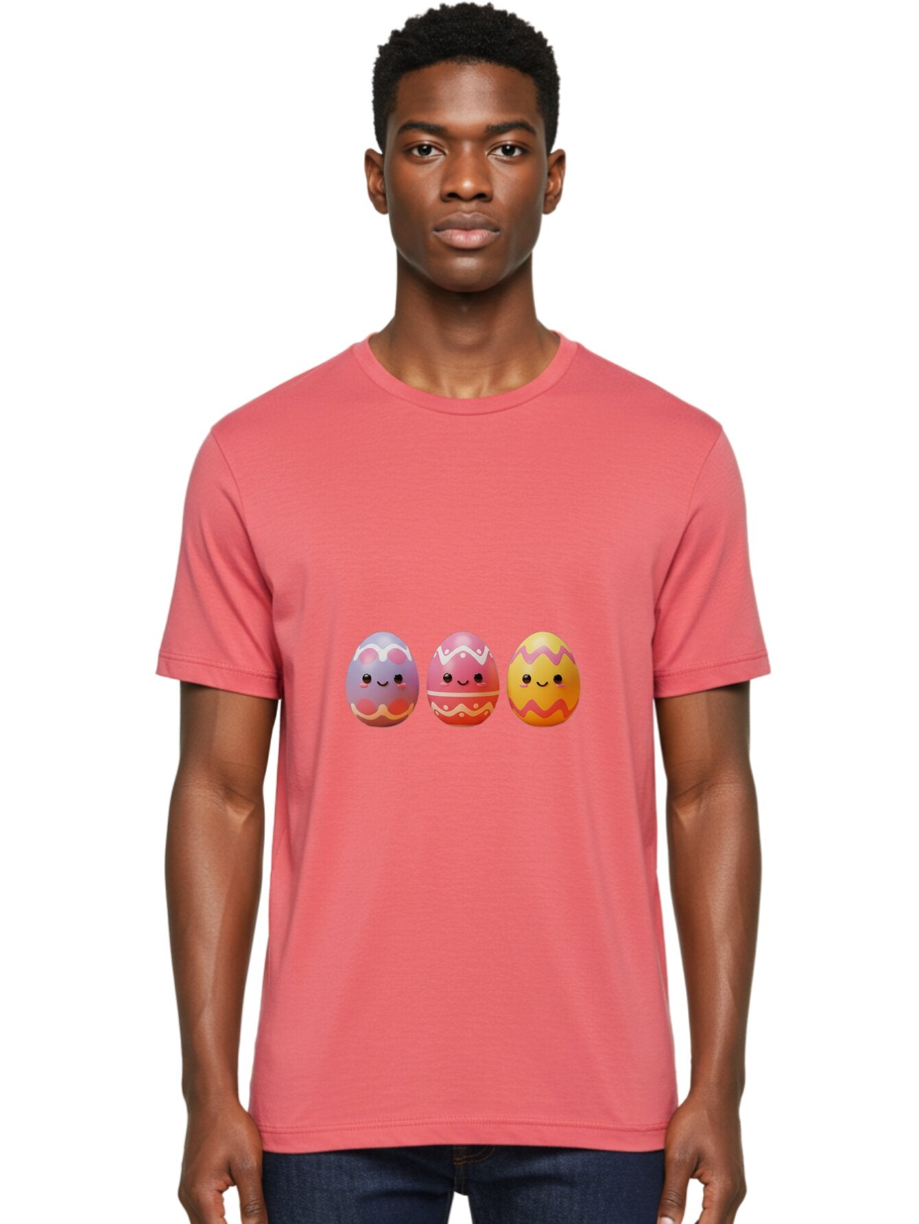 Easter-Eggs-4 Men'S Graphic Tee, 100% Cotton, Comfortable Casual Summer Wear, Machine Washable, Easter Eggs, Decorated Eggs, Smiling Faces, Colorful Designs, Happy Easter, Spring Celebration, Cute Cartoon Baa609 25