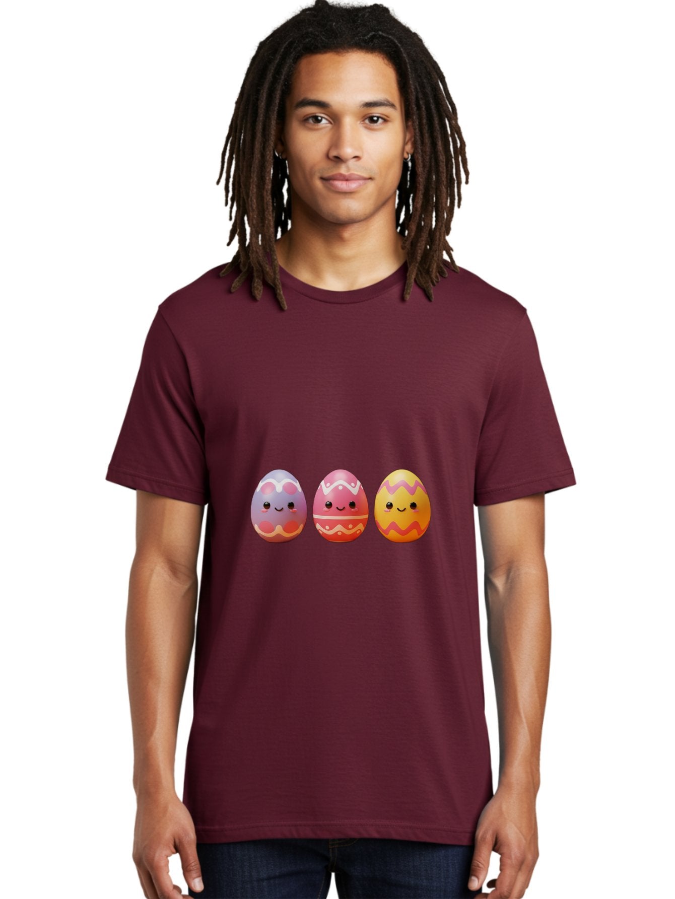 Easter-Eggs-4 Men'S Graphic Tee, 100% Cotton, Comfortable Casual Summer Wear, Machine Washable, Easter Eggs, Decorated Eggs, Smiling Faces, Colorful Designs, Happy Easter, Spring Celebration, Cute Cartoon Baa609 28
