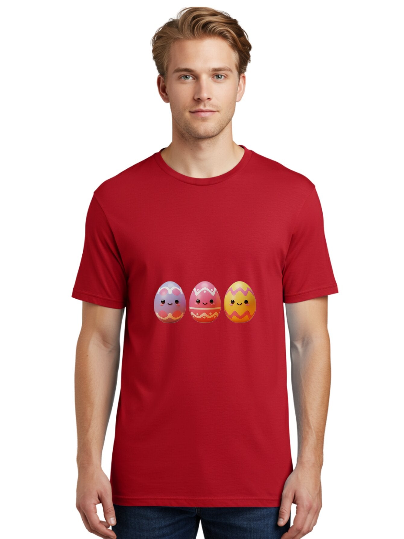 Easter-Eggs-4 Men'S Graphic Tee, 100% Cotton, Comfortable Casual Summer Wear, Machine Washable, Easter Eggs, Decorated Eggs, Smiling Faces, Colorful Designs, Happy Easter, Spring Celebration, Cute Cartoon Baa609 18