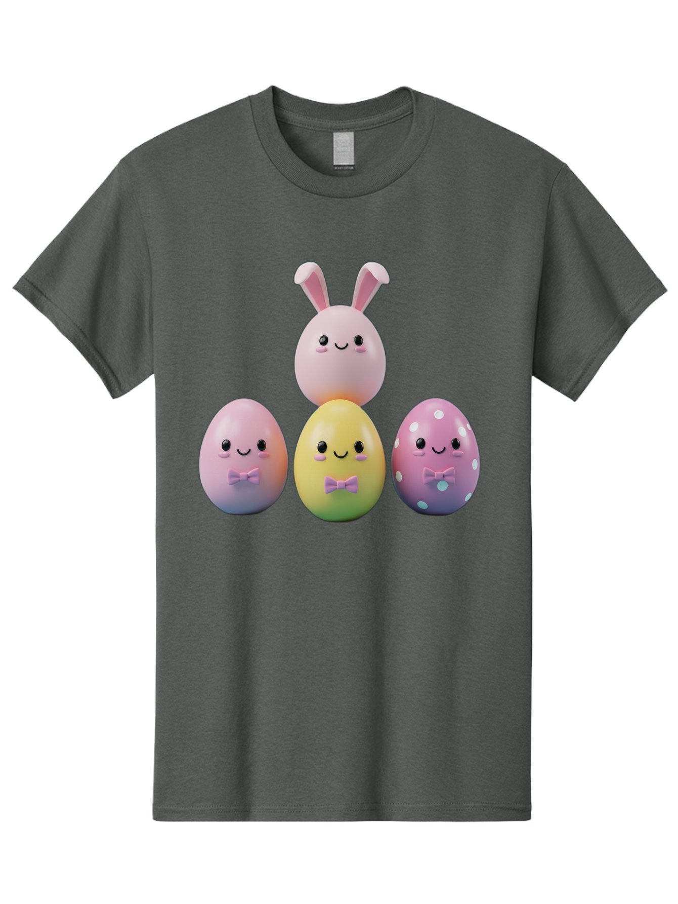 Easter-Eggs-5 Men'S Graphic Tee, 100% Cotton, Comfortable Casual Summer Wear, Machine Washable, Easter Eggs With Smiling Faces, Pastel Colors, Bow Ties, Bunny Ears, Festive Decor, Spring Theme, Cartoon Style, Adorable Characters, Happy Easter, Baa610 11