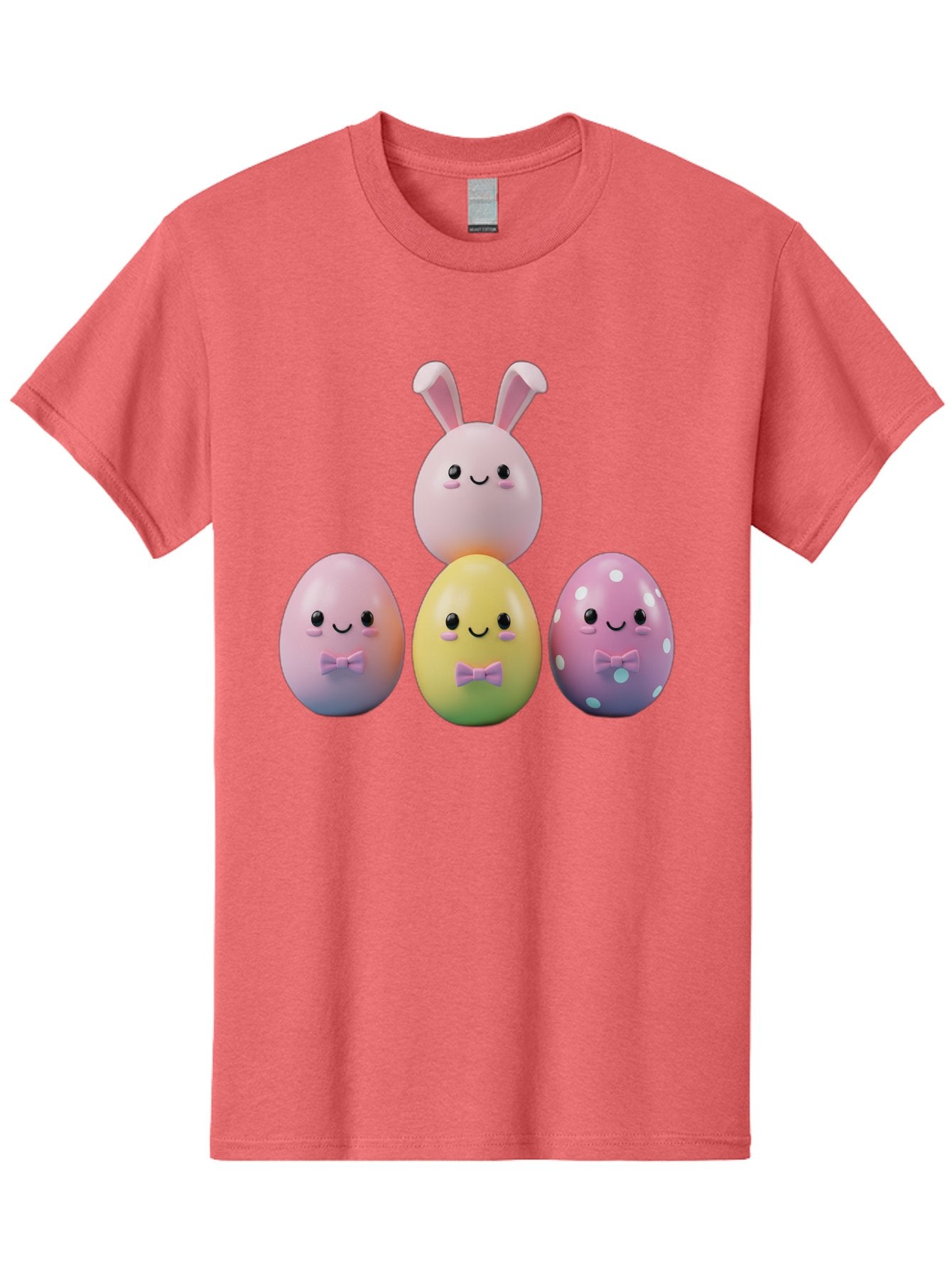 Easter-Eggs-5 Men'S Graphic Tee, 100% Cotton, Comfortable Casual Summer Wear, Machine Washable, Easter Eggs With Smiling Faces, Pastel Colors, Bow Ties, Bunny Ears, Festive Decor, Spring Theme, Cartoon Style, Adorable Characters, Happy Easter, Baa610 5