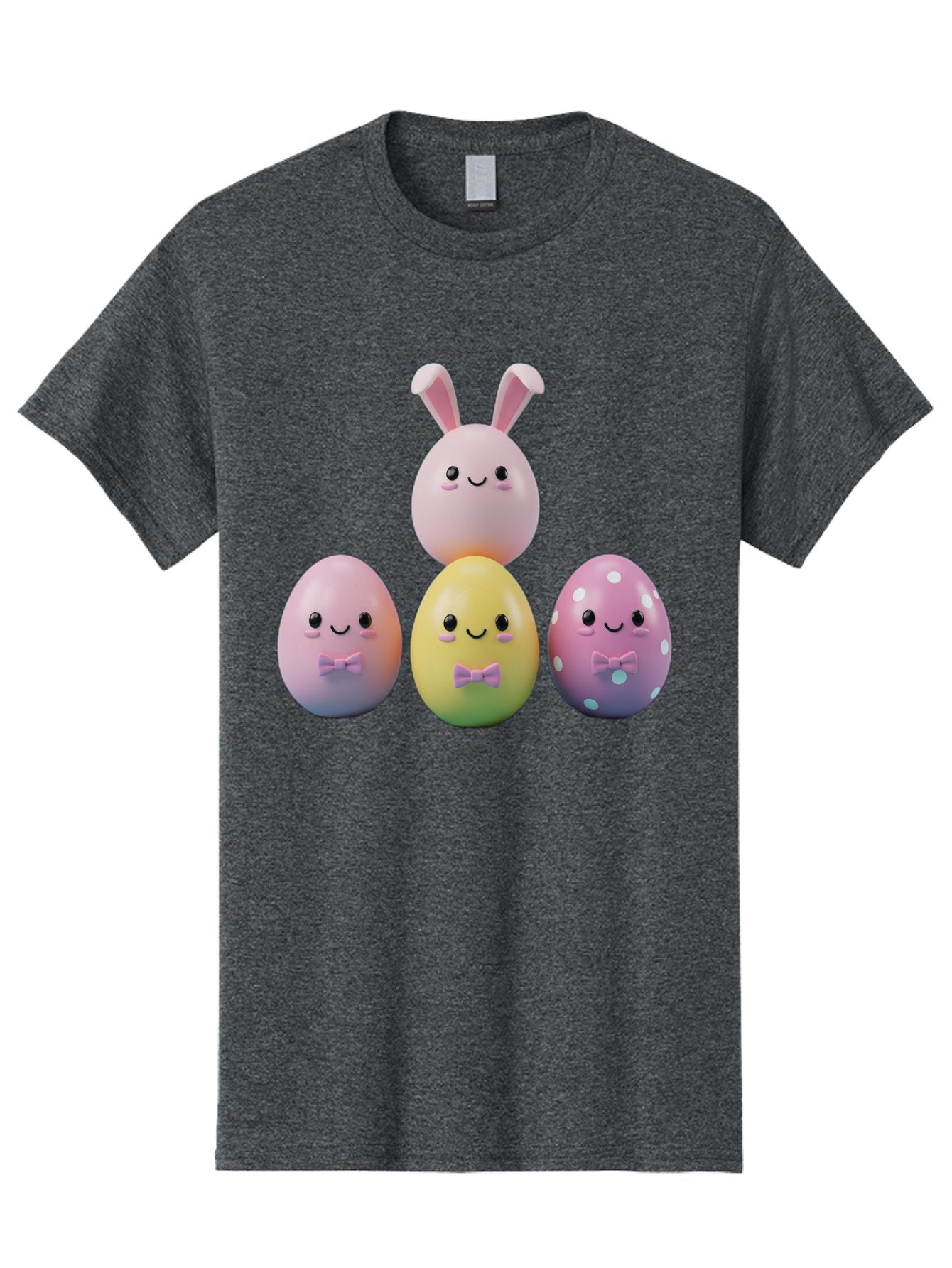 Easter-Eggs-5 Men'S Graphic Tee, 100% Cotton, Comfortable Casual Summer Wear, Machine Washable, Easter Eggs With Smiling Faces, Pastel Colors, Bow Ties, Bunny Ears, Festive Decor, Spring Theme, Cartoon Style, Adorable Characters, Happy Easter, Baa610 14