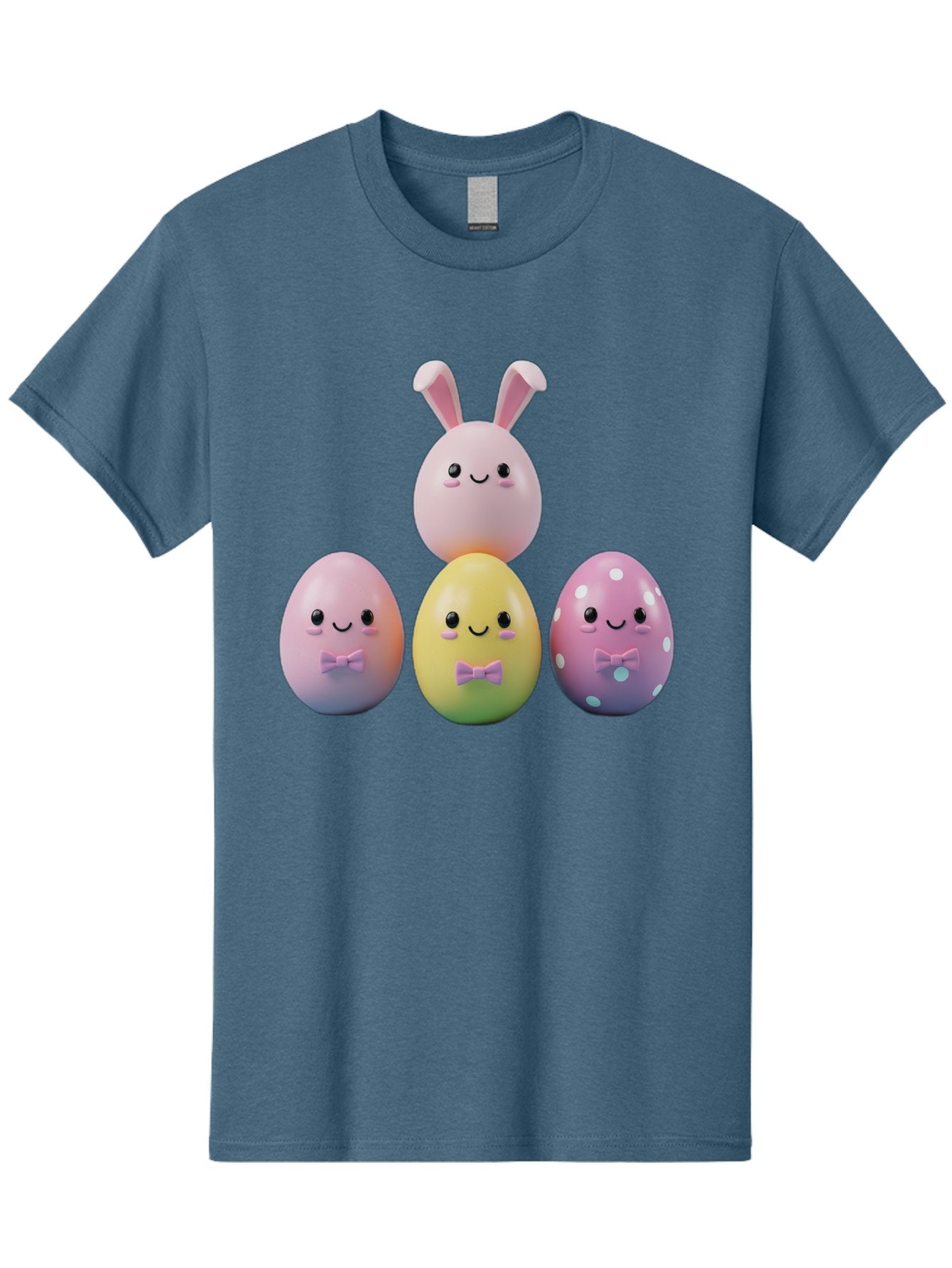 Easter-Eggs-5 Men'S Graphic Tee, 100% Cotton, Comfortable Casual Summer Wear, Machine Washable, Easter Eggs With Smiling Faces, Pastel Colors, Bow Ties, Bunny Ears, Festive Decor, Spring Theme, Cartoon Style, Adorable Characters, Happy Easter, Baa610 8