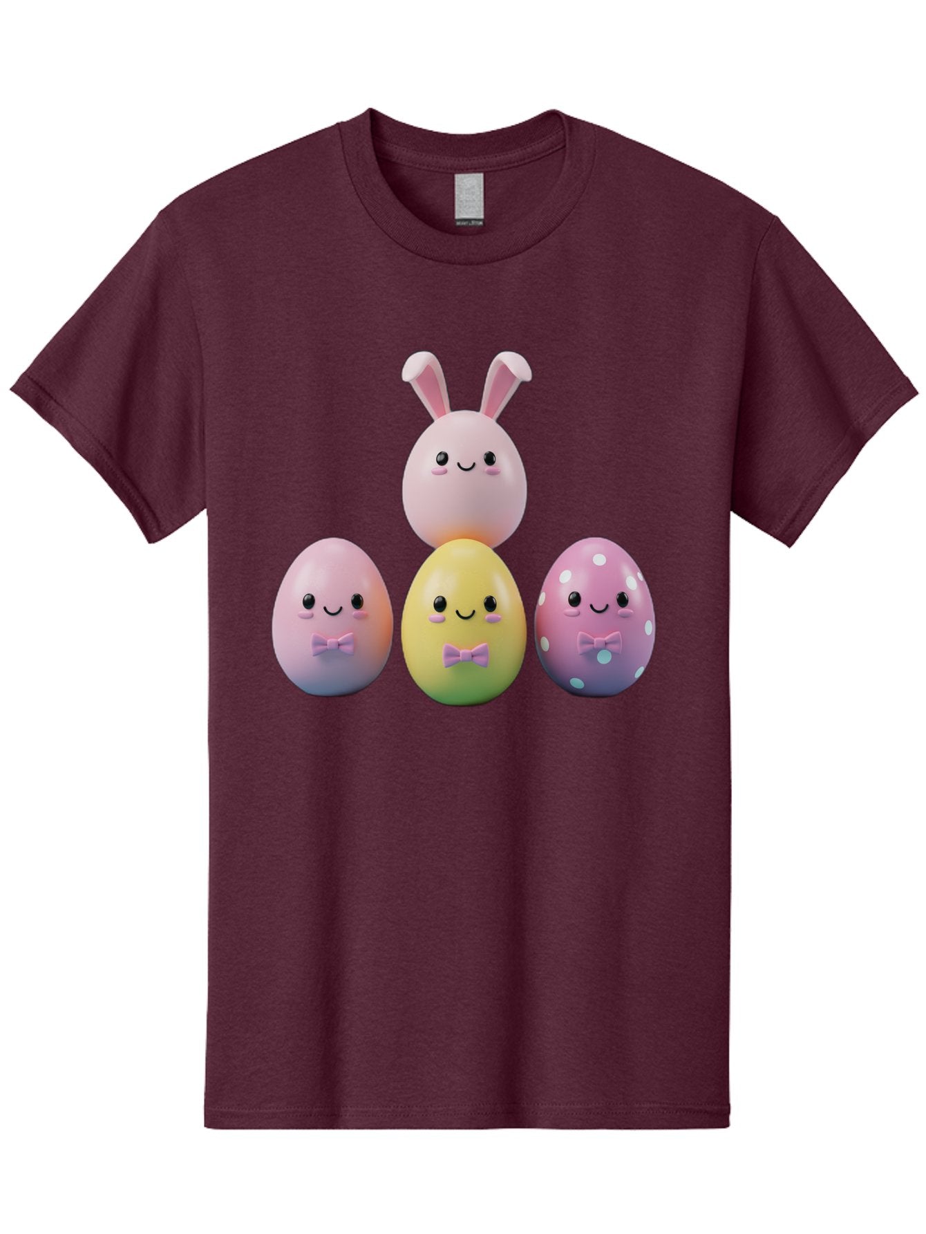 Easter-Eggs-5 Men'S Graphic Tee, 100% Cotton, Comfortable Casual Summer Wear, Machine Washable, Easter Eggs With Smiling Faces, Pastel Colors, Bow Ties, Bunny Ears, Festive Decor, Spring Theme, Cartoon Style, Adorable Characters, Happy Easter, Baa610 3