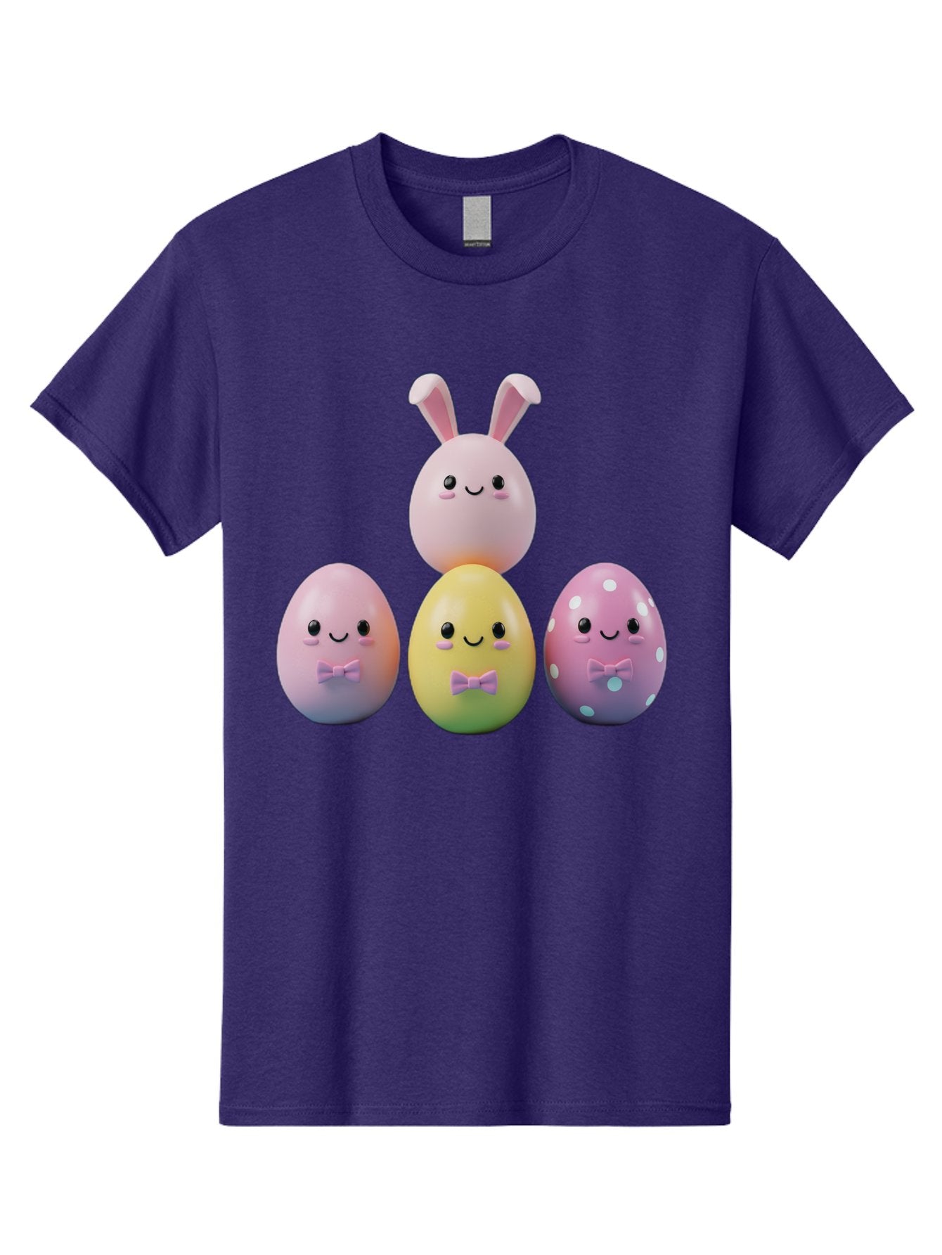 Easter-Eggs-5 Men'S Graphic Tee, 100% Cotton, Comfortable Casual Summer Wear, Machine Washable, Easter Eggs With Smiling Faces, Pastel Colors, Bow Ties, Bunny Ears, Festive Decor, Spring Theme, Cartoon Style, Adorable Characters, Happy Easter, Baa610 6