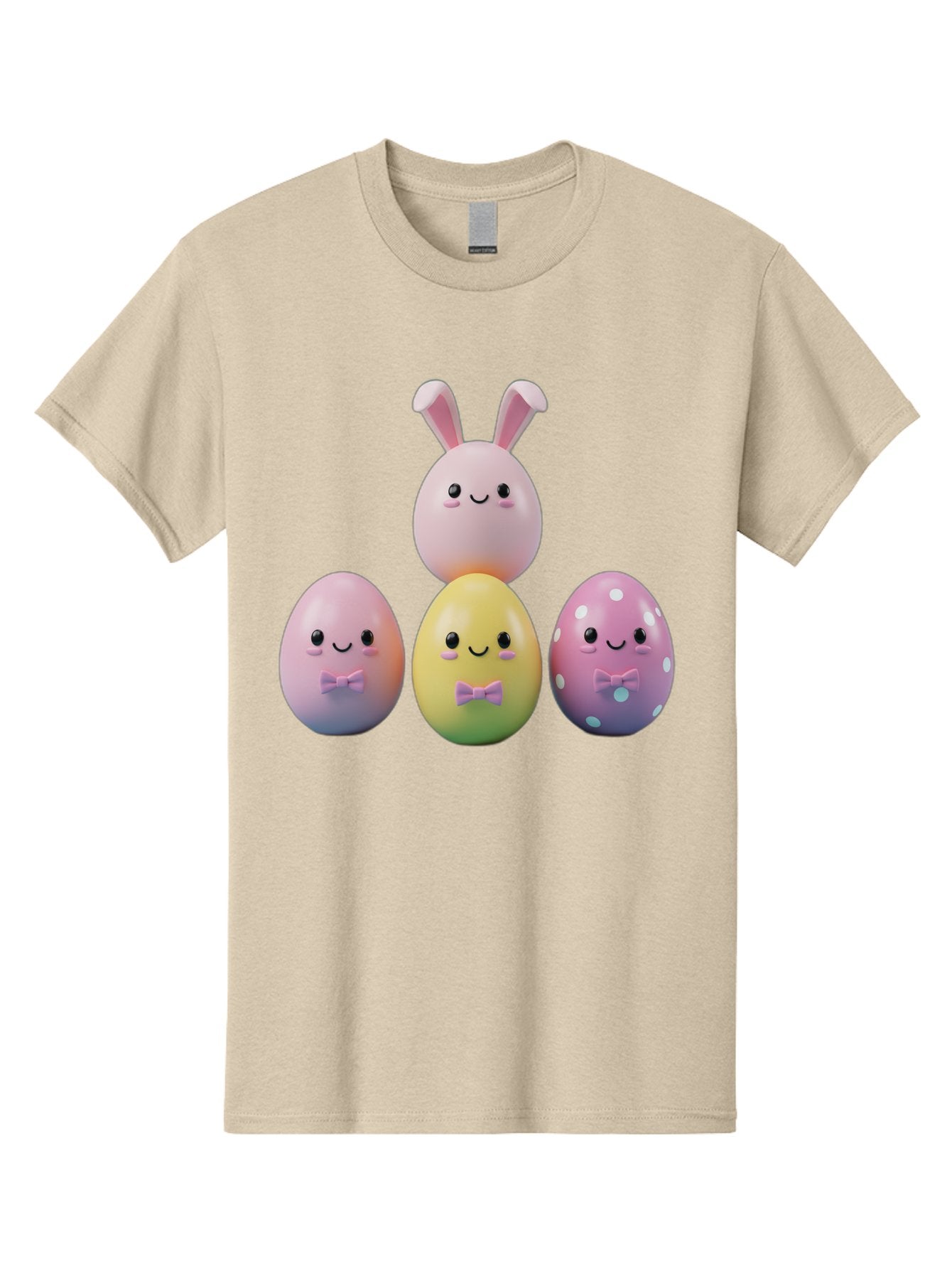 Easter-Eggs-5 Men'S Graphic Tee, 100% Cotton, Comfortable Casual Summer Wear, Machine Washable, Easter Eggs With Smiling Faces, Pastel Colors, Bow Ties, Bunny Ears, Festive Decor, Spring Theme, Cartoon Style, Adorable Characters, Happy Easter, Baa610 7
