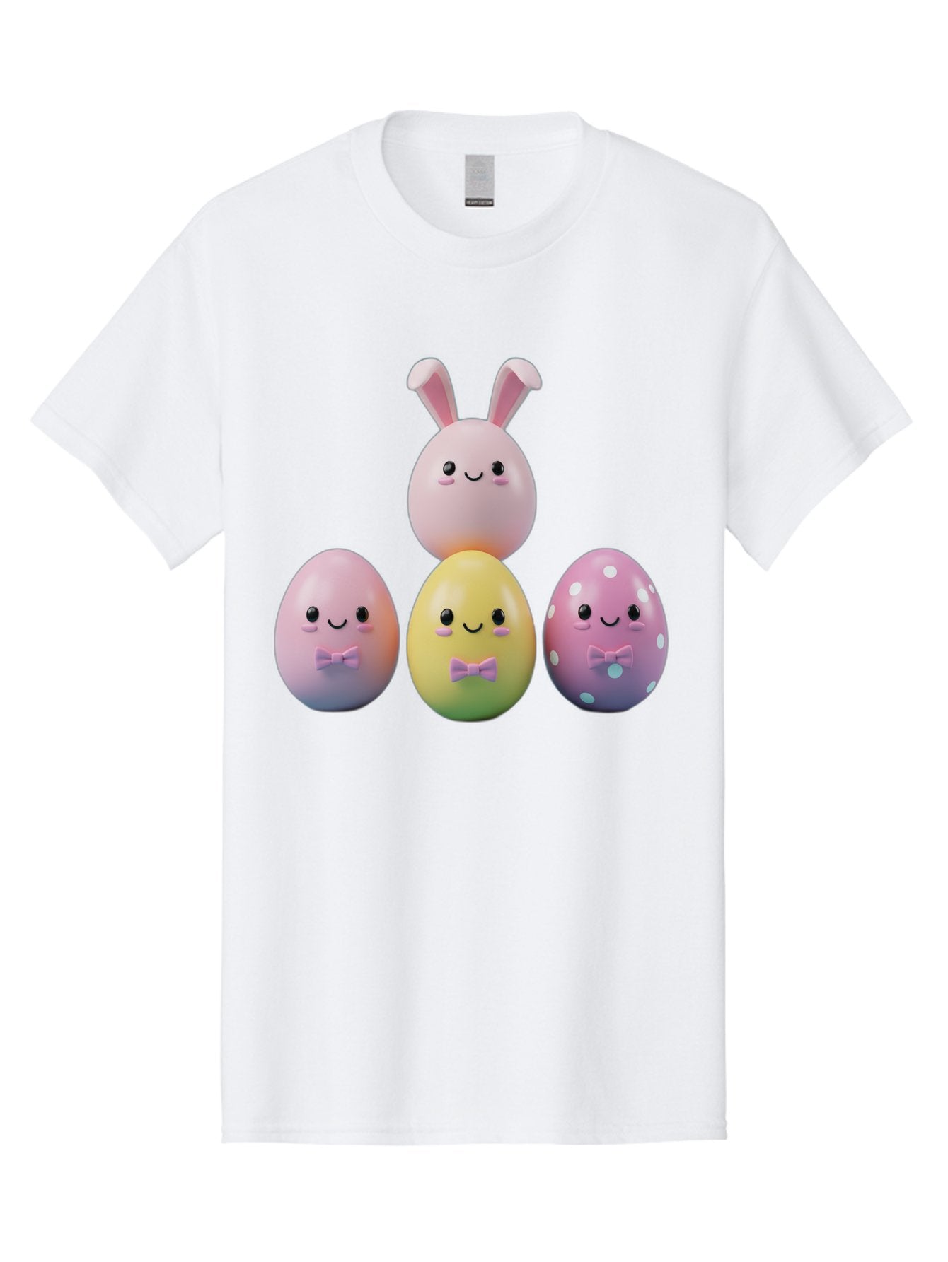 Easter-Eggs-5 Men'S Graphic Tee, 100% Cotton, Comfortable Casual Summer Wear, Machine Washable, Easter Eggs With Smiling Faces, Pastel Colors, Bow Ties, Bunny Ears, Festive Decor, Spring Theme, Cartoon Style, Adorable Characters, Happy Easter, Baa610 12
