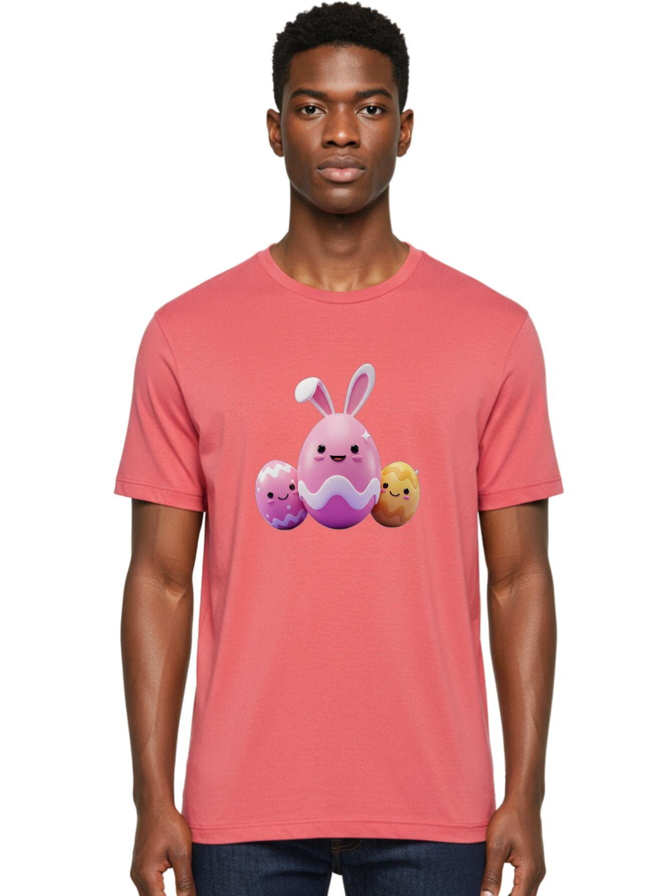 Easter-Eggs-6 Men'S Graphic Tee, 100% Cotton, Comfortable Casual Summer Wear, Machine Washable, Cartoon Easter Eggs, Easter Bunny Egg, Happy Easter, Easter Egg Hunt, Colorful Eggs, Decorated Eggs, Spring Season, Cute Characters, Smiling Faces Baa611 23