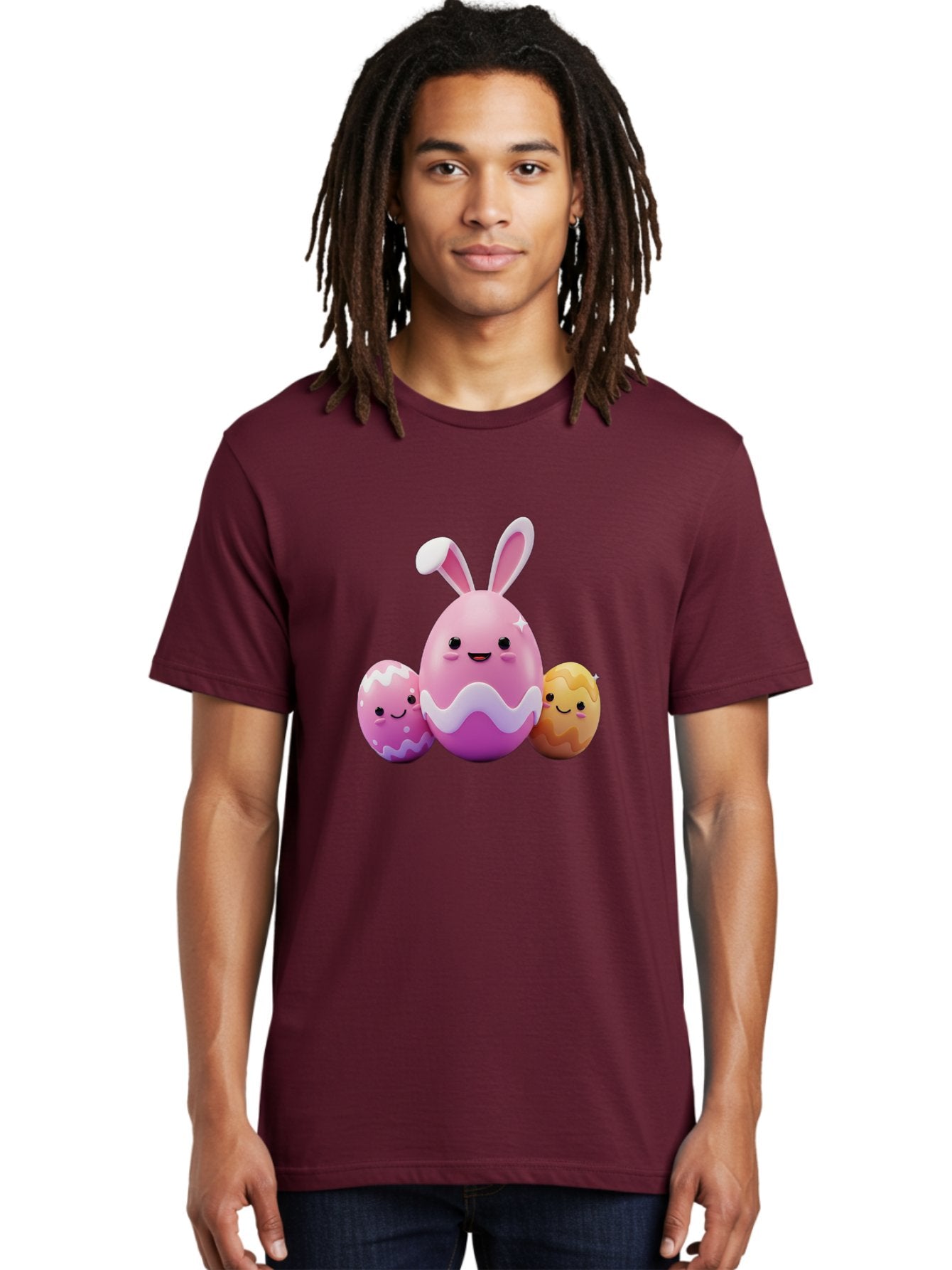 Easter-Eggs-6 Men'S Graphic Tee, 100% Cotton, Comfortable Casual Summer Wear, Machine Washable, Cartoon Easter Eggs, Easter Bunny Egg, Happy Easter, Easter Egg Hunt, Colorful Eggs, Decorated Eggs, Spring Season, Cute Characters, Smiling Faces Baa611 17