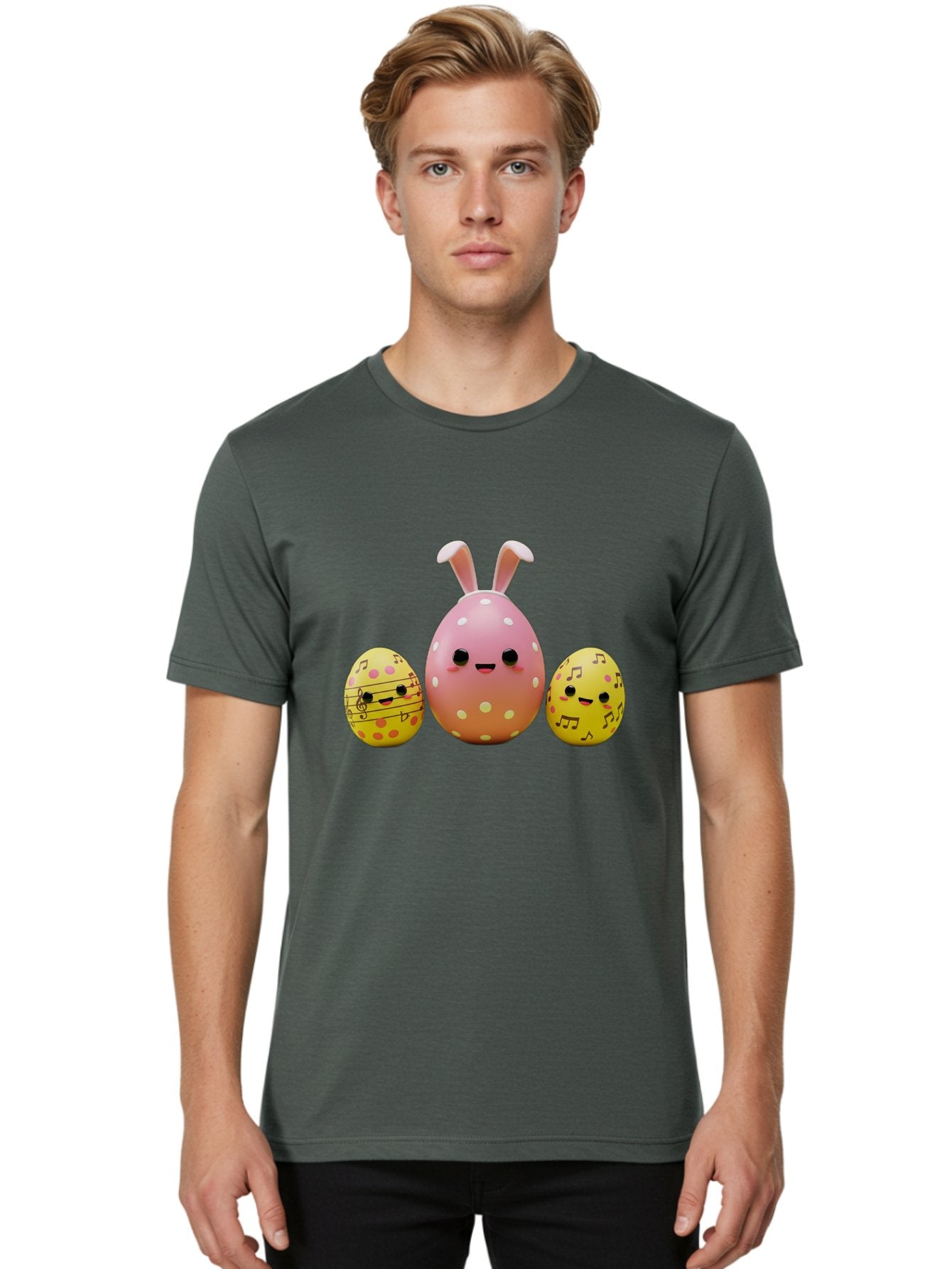 Easter-Eggs-7 Men'S Graphic Tee, 100% Cotton, Comfortable Casual Summer Wear, Machine Washable, Easter Eggs, Cartoon Characters, Funny Faces, Musical Notes, Pastel Colors, Easter Theme, Holiday Decorations, Cute Eggs, Bunny Ears, Smiley Faces, Baa612 17