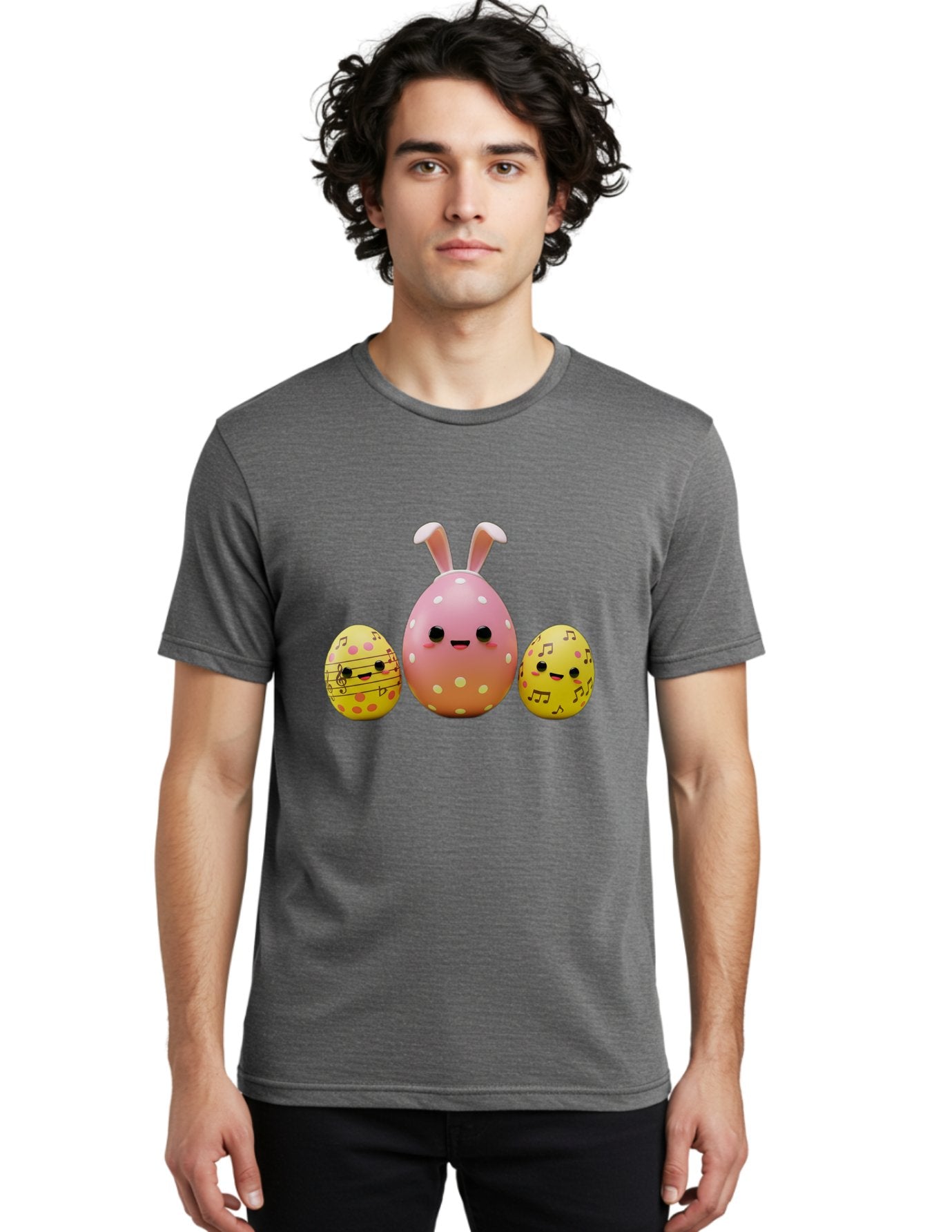 Easter-Eggs-7 Men'S Graphic Tee, 100% Cotton, Comfortable Casual Summer Wear, Machine Washable, Easter Eggs, Cartoon Characters, Funny Faces, Musical Notes, Pastel Colors, Easter Theme, Holiday Decorations, Cute Eggs, Bunny Ears, Smiley Faces, Baa612 25