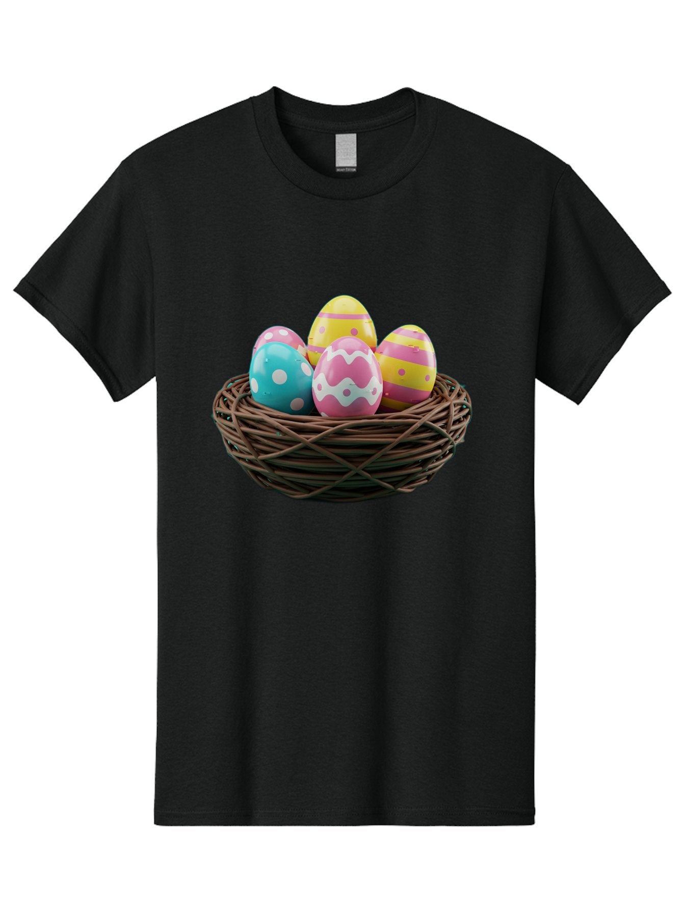 Easter-Eggs-8 Men'S Graphic Tee, 100% Cotton, Comfortable Casual Summer Wear, Machine Washable, Painted Easter Eggs, Wicker Basket, Festive Decorations, Spring Holiday, Colorful Eggs, Easter Celebration, Pastel Colors, Baa613 12