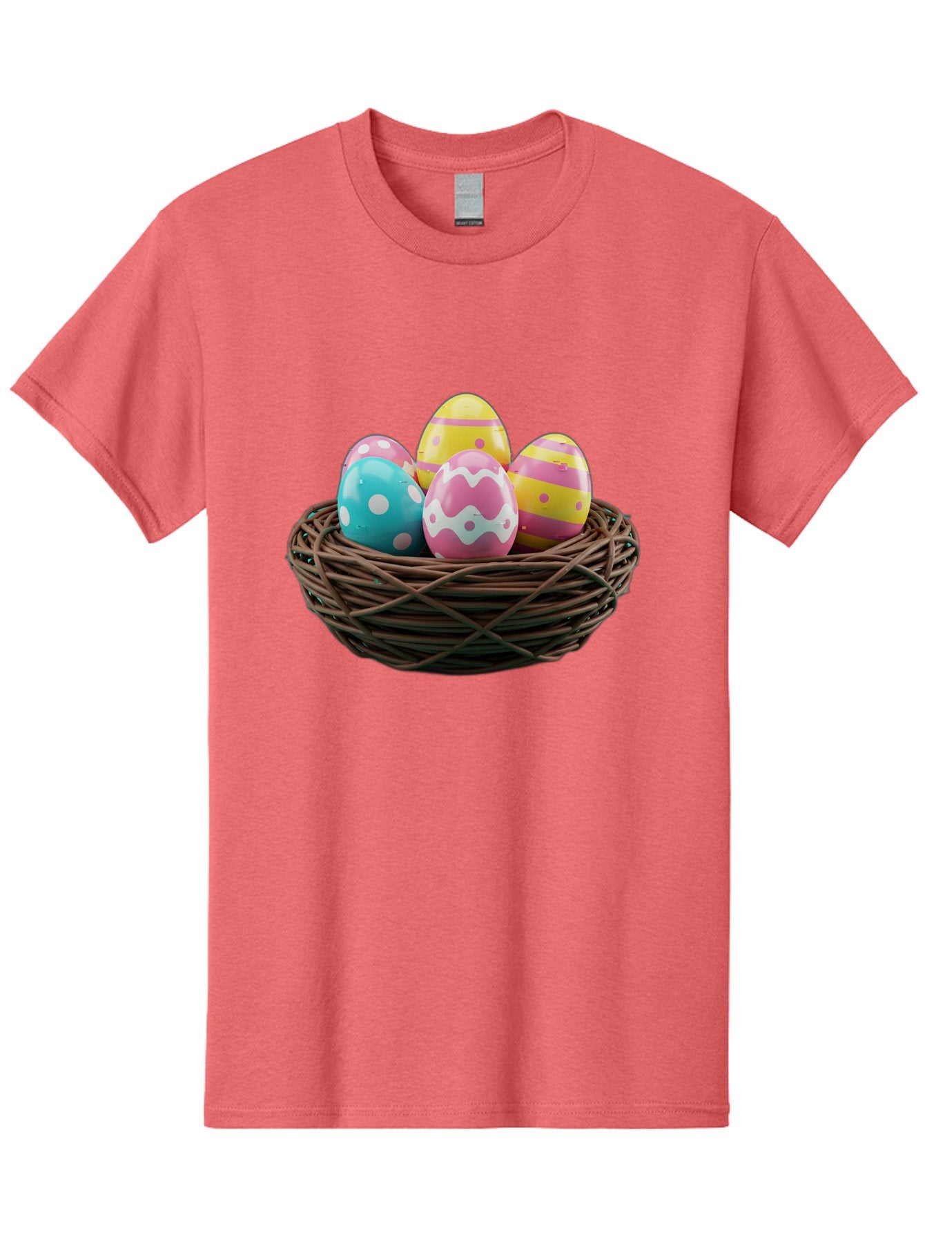 Easter-Eggs-8 Men'S Graphic Tee, 100% Cotton, Comfortable Casual Summer Wear, Machine Washable, Painted Easter Eggs, Wicker Basket, Festive Decorations, Spring Holiday, Colorful Eggs, Easter Celebration, Pastel Colors, Baa613 13
