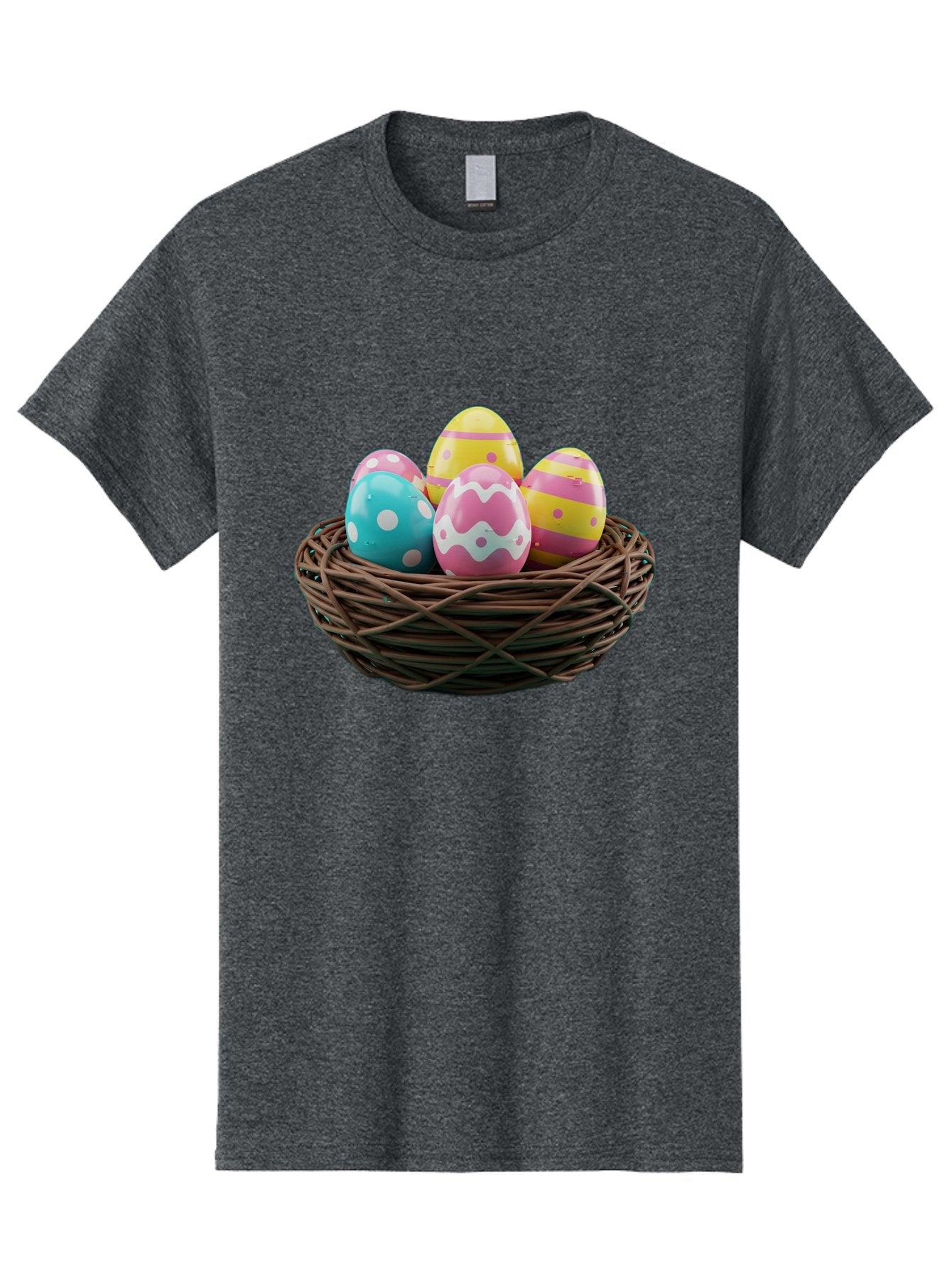 Easter-Eggs-8 Men'S Graphic Tee, 100% Cotton, Comfortable Casual Summer Wear, Machine Washable, Painted Easter Eggs, Wicker Basket, Festive Decorations, Spring Holiday, Colorful Eggs, Easter Celebration, Pastel Colors, Baa613 11