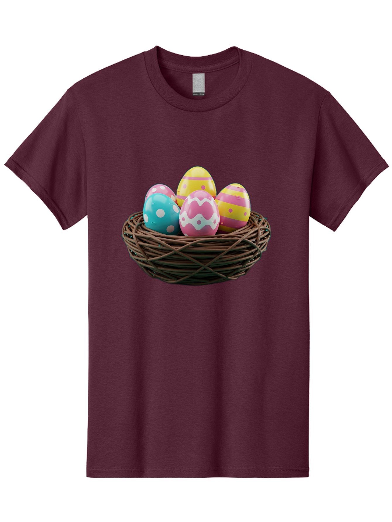 Easter-Eggs-8 Men'S Graphic Tee, 100% Cotton, Comfortable Casual Summer Wear, Machine Washable, Painted Easter Eggs, Wicker Basket, Festive Decorations, Spring Holiday, Colorful Eggs, Easter Celebration, Pastel Colors, Baa613 7
