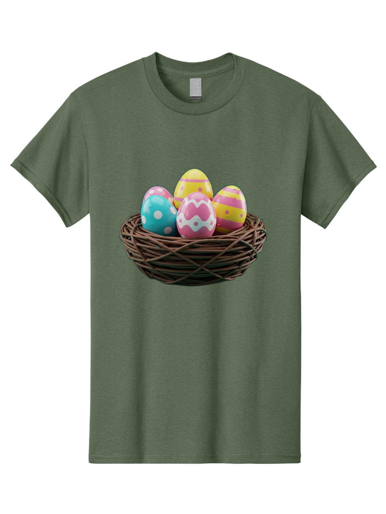 Easter-Eggs-8 Men'S Graphic Tee, 100% Cotton, Comfortable Casual Summer Wear, Machine Washable, Painted Easter Eggs, Wicker Basket, Festive Decorations, Spring Holiday, Colorful Eggs, Easter Celebration, Pastel Colors, Baa613 10