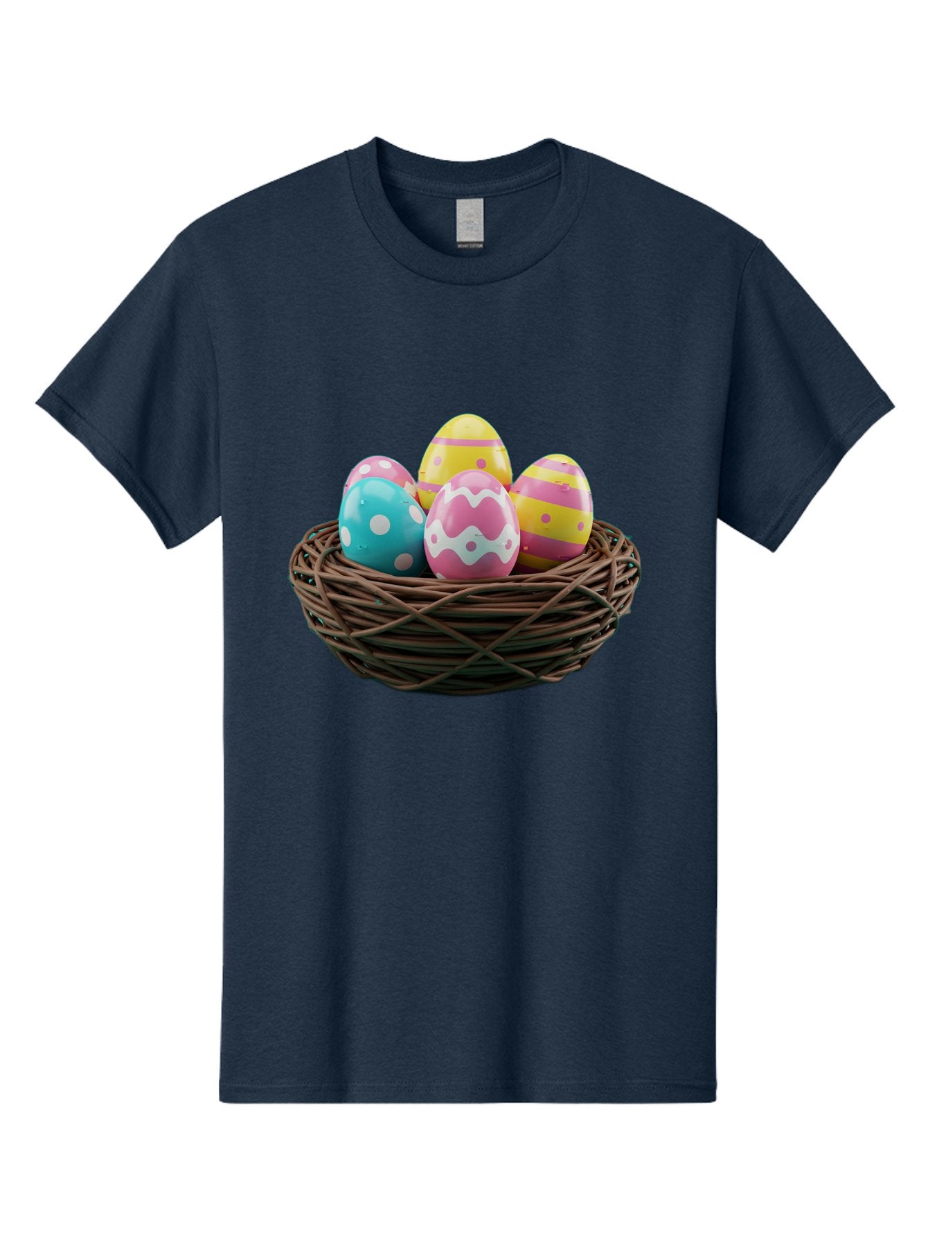 Easter-Eggs-8 Men'S Graphic Tee, 100% Cotton, Comfortable Casual Summer Wear, Machine Washable, Painted Easter Eggs, Wicker Basket, Festive Decorations, Spring Holiday, Colorful Eggs, Easter Celebration, Pastel Colors, Baa613 6