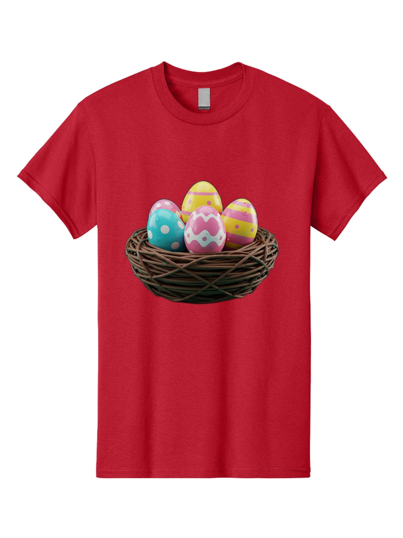 Easter-Eggs-8 Men'S Graphic Tee, 100% Cotton, Comfortable Casual Summer Wear, Machine Washable, Painted Easter Eggs, Wicker Basket, Festive Decorations, Spring Holiday, Colorful Eggs, Easter Celebration, Pastel Colors, Baa613 3