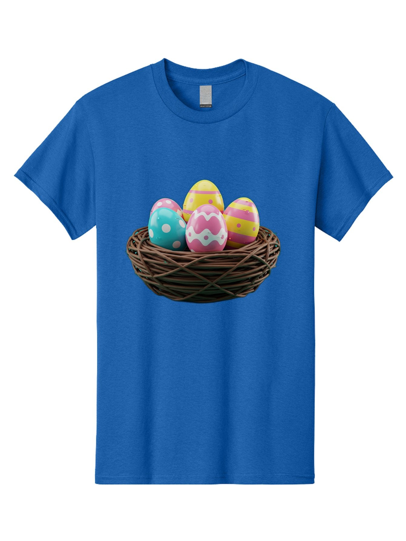 Easter-Eggs-8 Men'S Graphic Tee, 100% Cotton, Comfortable Casual Summer Wear, Machine Washable, Painted Easter Eggs, Wicker Basket, Festive Decorations, Spring Holiday, Colorful Eggs, Easter Celebration, Pastel Colors, Baa613 9