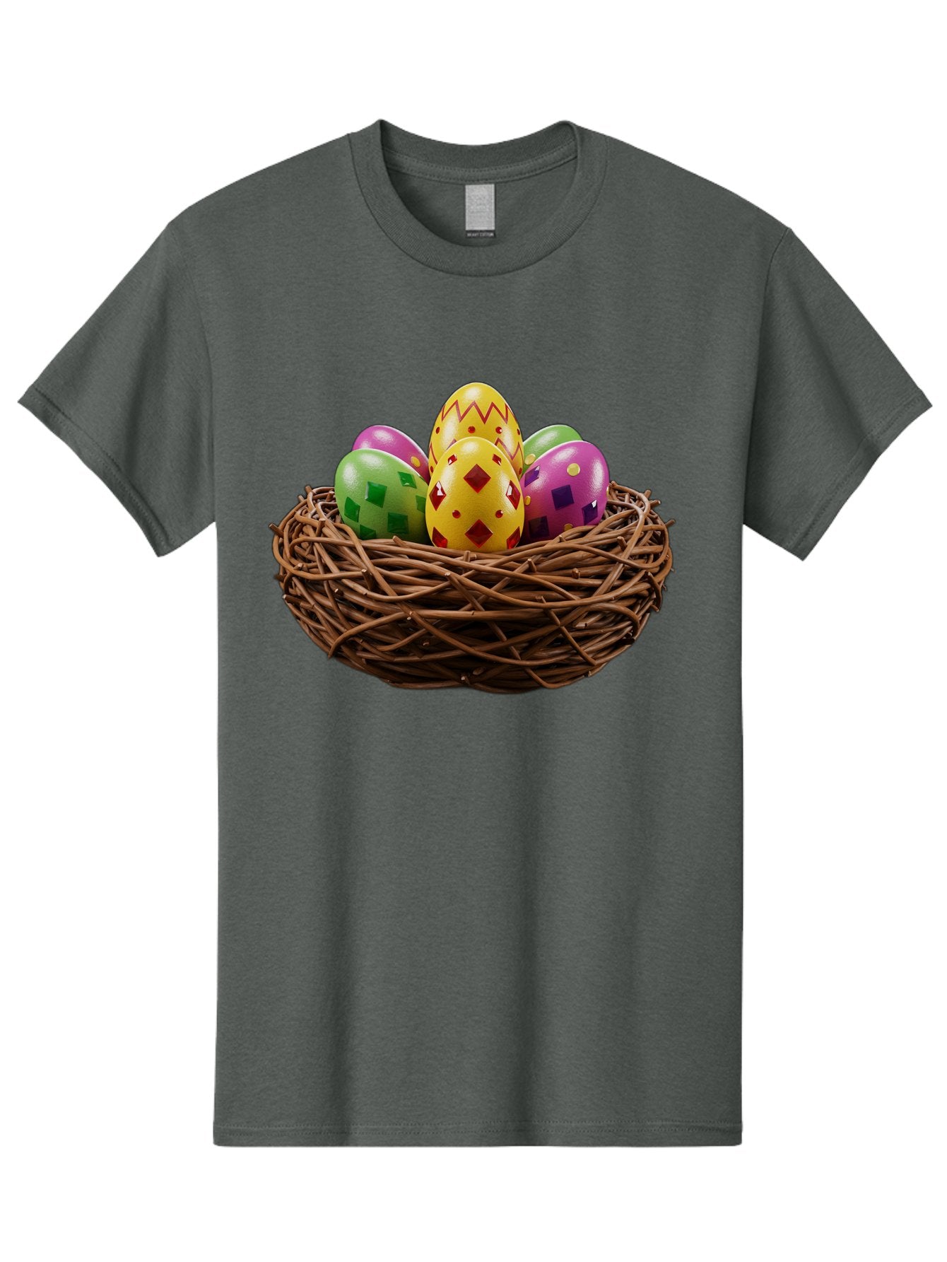 Easter-Eggs-9 Men'S Graphic Tee, 100% Cotton, Comfortable Casual Summer Wear, Machine Washable, Easter Eggs, Colorful Patterns, Diamond Shapes, Checkered Designs, Festive Decorations, Spring Holiday, Colorful Eggs, Decorative Nest Baa614 14