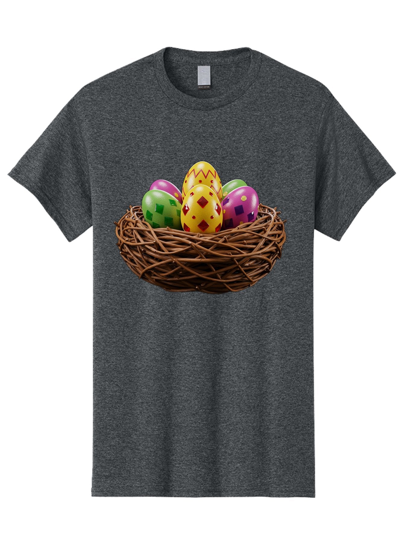 Easter-Eggs-9 Men'S Graphic Tee, 100% Cotton, Comfortable Casual Summer Wear, Machine Washable, Easter Eggs, Colorful Patterns, Diamond Shapes, Checkered Designs, Festive Decorations, Spring Holiday, Colorful Eggs, Decorative Nest Baa614 4
