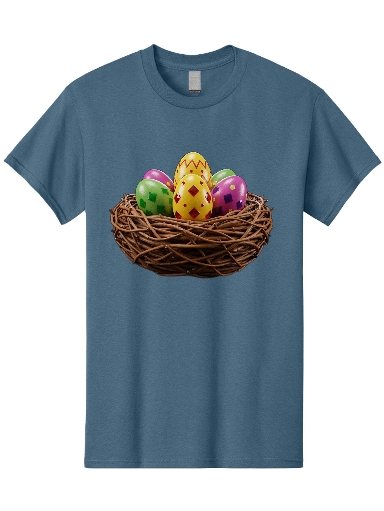 Easter-Eggs-9 Men'S Graphic Tee, 100% Cotton, Comfortable Casual Summer Wear, Machine Washable, Easter Eggs, Colorful Patterns, Diamond Shapes, Checkered Designs, Festive Decorations, Spring Holiday, Colorful Eggs, Decorative Nest Baa614 7