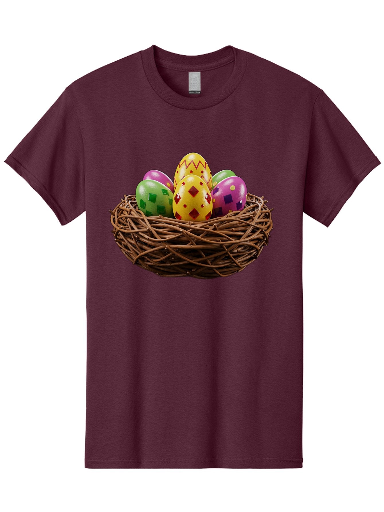 Easter-Eggs-9 Men'S Graphic Tee, 100% Cotton, Comfortable Casual Summer Wear, Machine Washable, Easter Eggs, Colorful Patterns, Diamond Shapes, Checkered Designs, Festive Decorations, Spring Holiday, Colorful Eggs, Decorative Nest Baa614 5