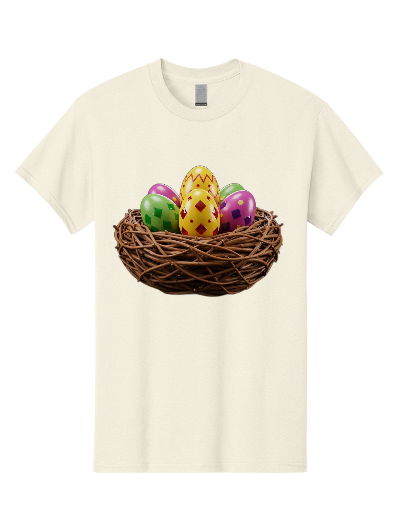 Easter-Eggs-9 Men'S Graphic Tee, 100% Cotton, Comfortable Casual Summer Wear, Machine Washable, Easter Eggs, Colorful Patterns, Diamond Shapes, Checkered Designs, Festive Decorations, Spring Holiday, Colorful Eggs, Decorative Nest Baa614 9