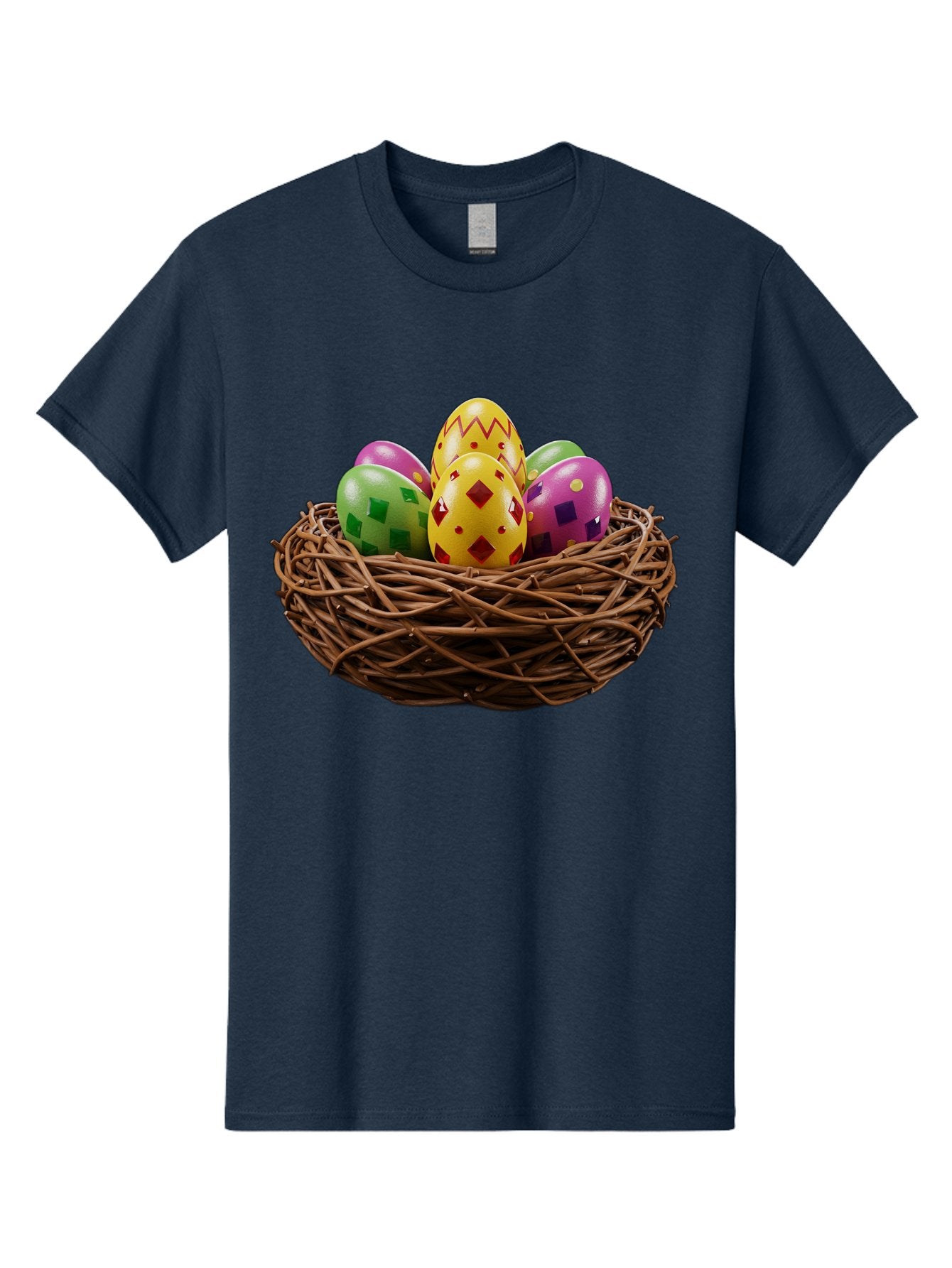 Easter-Eggs-9 Men'S Graphic Tee, 100% Cotton, Comfortable Casual Summer Wear, Machine Washable, Easter Eggs, Colorful Patterns, Diamond Shapes, Checkered Designs, Festive Decorations, Spring Holiday, Colorful Eggs, Decorative Nest Baa614 3