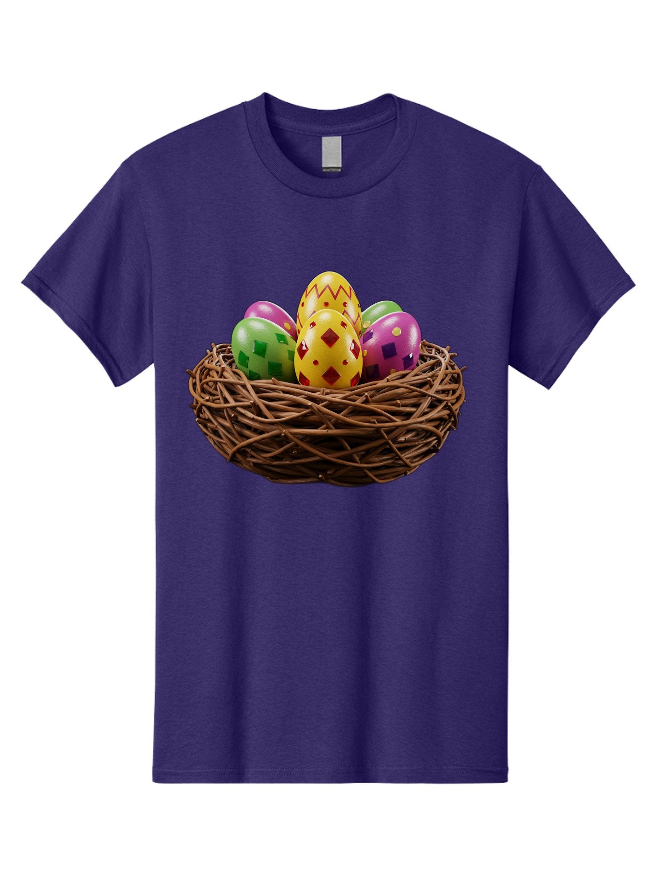 Easter-Eggs-9 Men'S Graphic Tee, 100% Cotton, Comfortable Casual Summer Wear, Machine Washable, Easter Eggs, Colorful Patterns, Diamond Shapes, Checkered Designs, Festive Decorations, Spring Holiday, Colorful Eggs, Decorative Nest Baa614 6