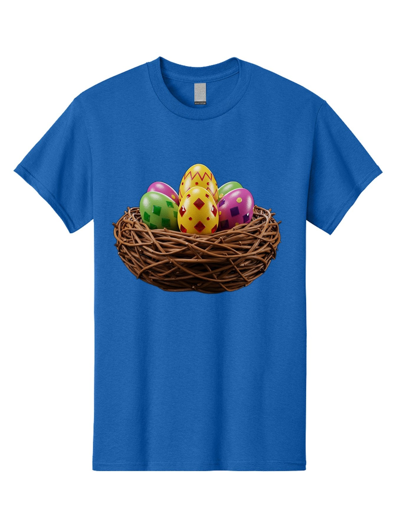 Easter-Eggs-9 Men'S Graphic Tee, 100% Cotton, Comfortable Casual Summer Wear, Machine Washable, Easter Eggs, Colorful Patterns, Diamond Shapes, Checkered Designs, Festive Decorations, Spring Holiday, Colorful Eggs, Decorative Nest Baa614 8