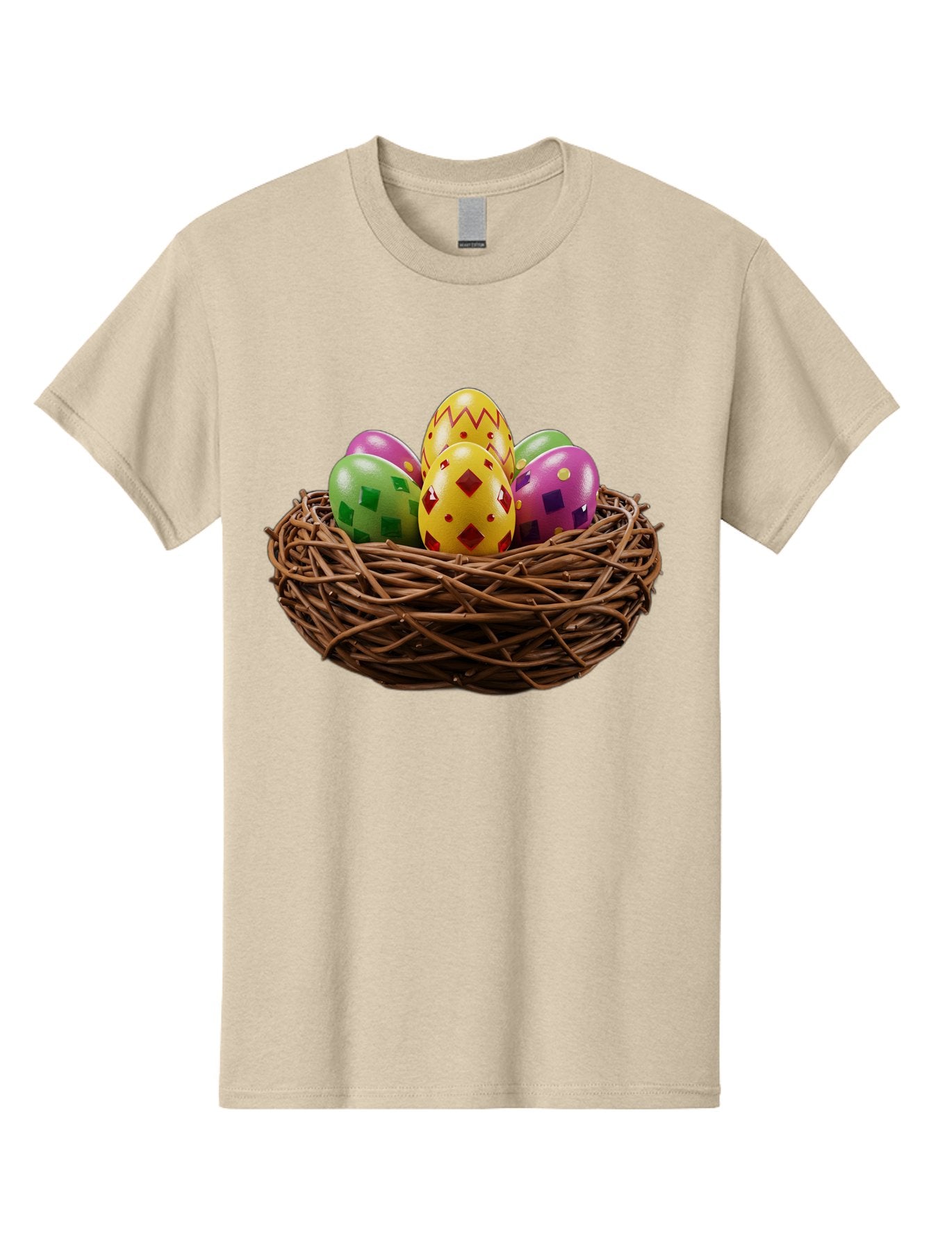 Easter-Eggs-9 Men'S Graphic Tee, 100% Cotton, Comfortable Casual Summer Wear, Machine Washable, Easter Eggs, Colorful Patterns, Diamond Shapes, Checkered Designs, Festive Decorations, Spring Holiday, Colorful Eggs, Decorative Nest Baa614 12