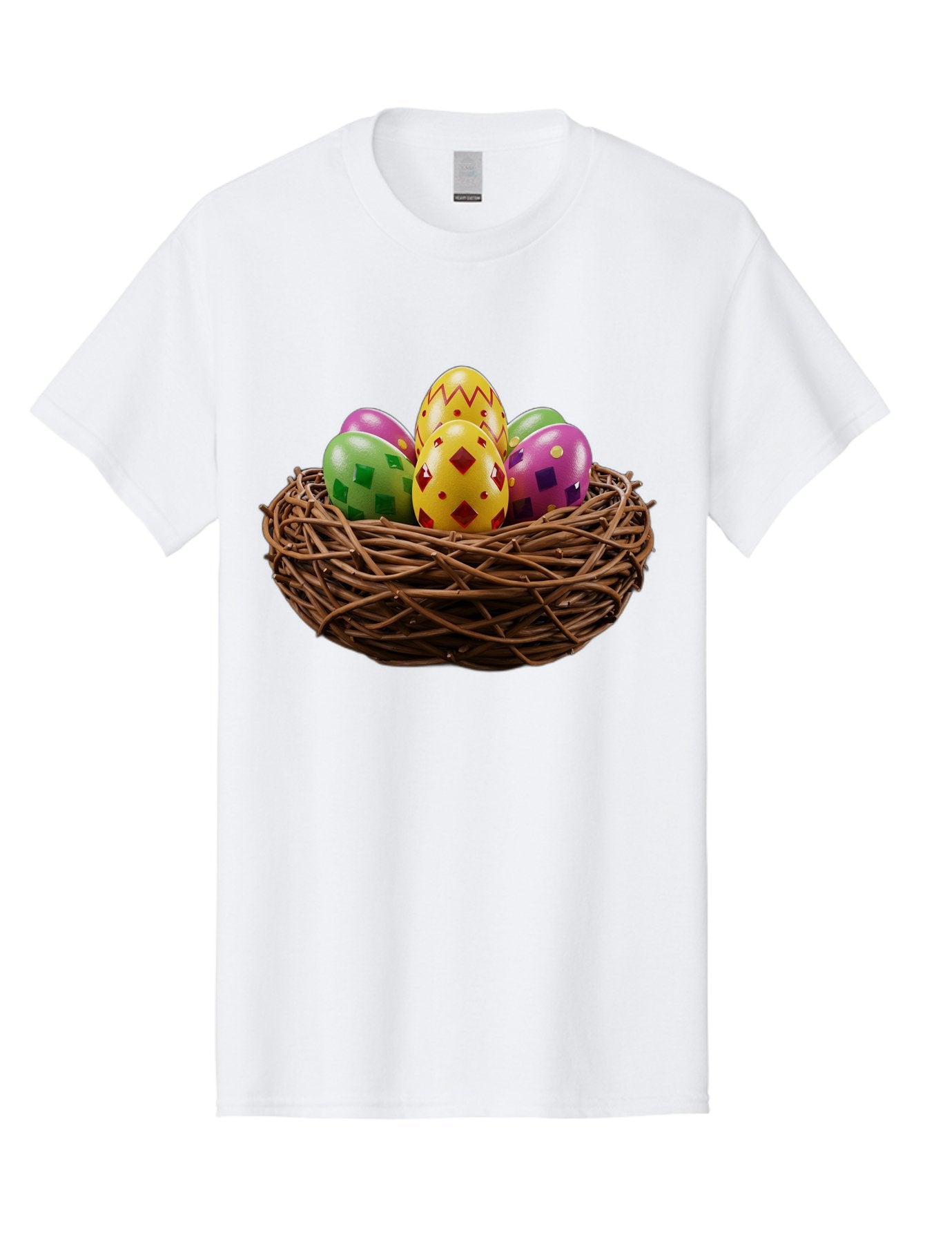 Easter-Eggs-9 Men'S Graphic Tee, 100% Cotton, Comfortable Casual Summer Wear, Machine Washable, Easter Eggs, Colorful Patterns, Diamond Shapes, Checkered Designs, Festive Decorations, Spring Holiday, Colorful Eggs, Decorative Nest Baa614 10