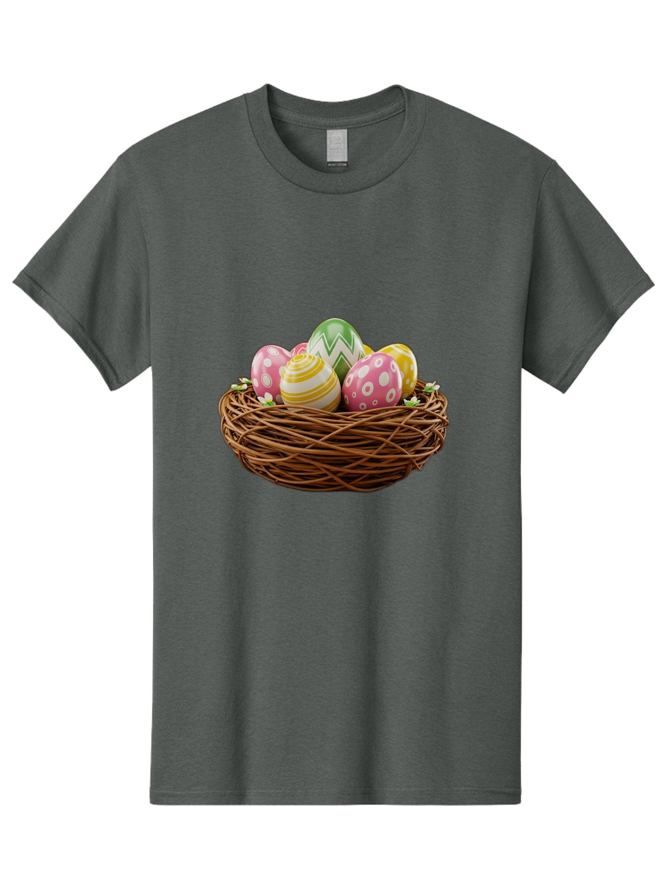 Easter-Eggs-In-Basket-1 Men'S Graphic Tee, 100% Cotton, Comfortable Casual Summer Wear, Machine Washable, Easter Eggs In A Nest, Decorative Eggs, Spring Holiday, Twig Nest, Colorful Eggs, Easter Decorations, Festive Easter Eggs, Egg Hunt, Baa615 14