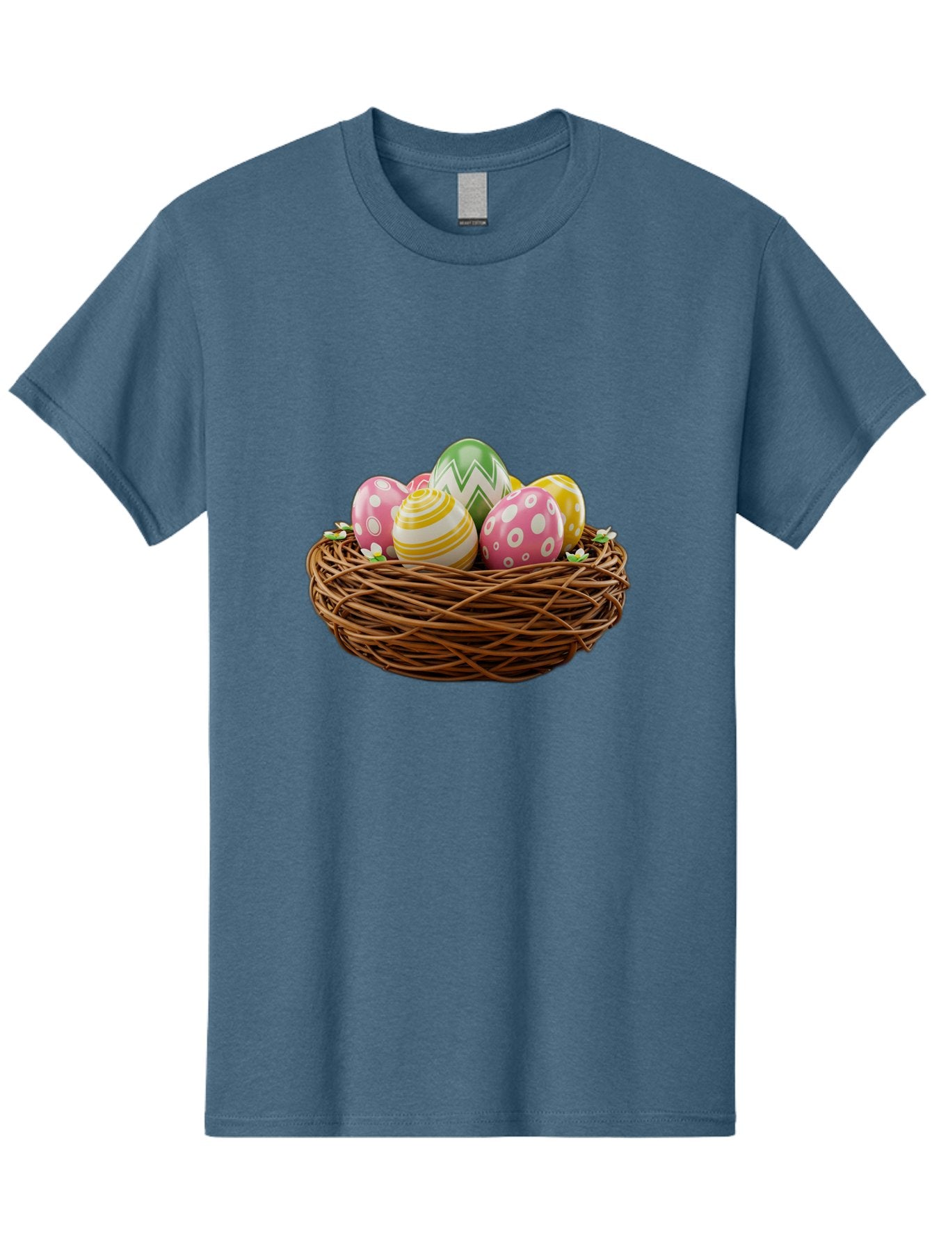Easter-Eggs-In-Basket-1 Men'S Graphic Tee, 100% Cotton, Comfortable Casual Summer Wear, Machine Washable, Easter Eggs In A Nest, Decorative Eggs, Spring Holiday, Twig Nest, Colorful Eggs, Easter Decorations, Festive Easter Eggs, Egg Hunt, Baa615 3